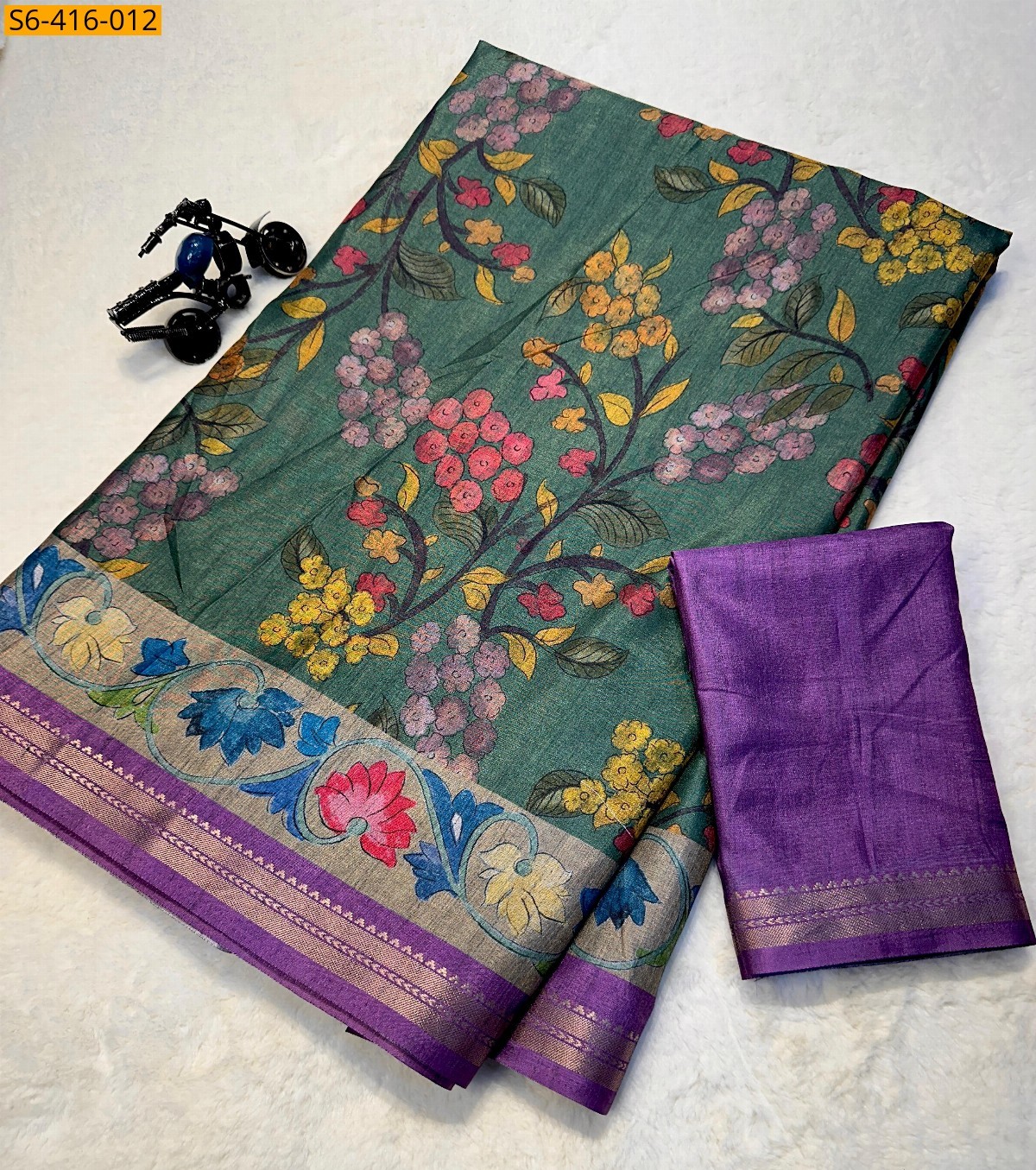 Green Fancy Tussar Silk Saree