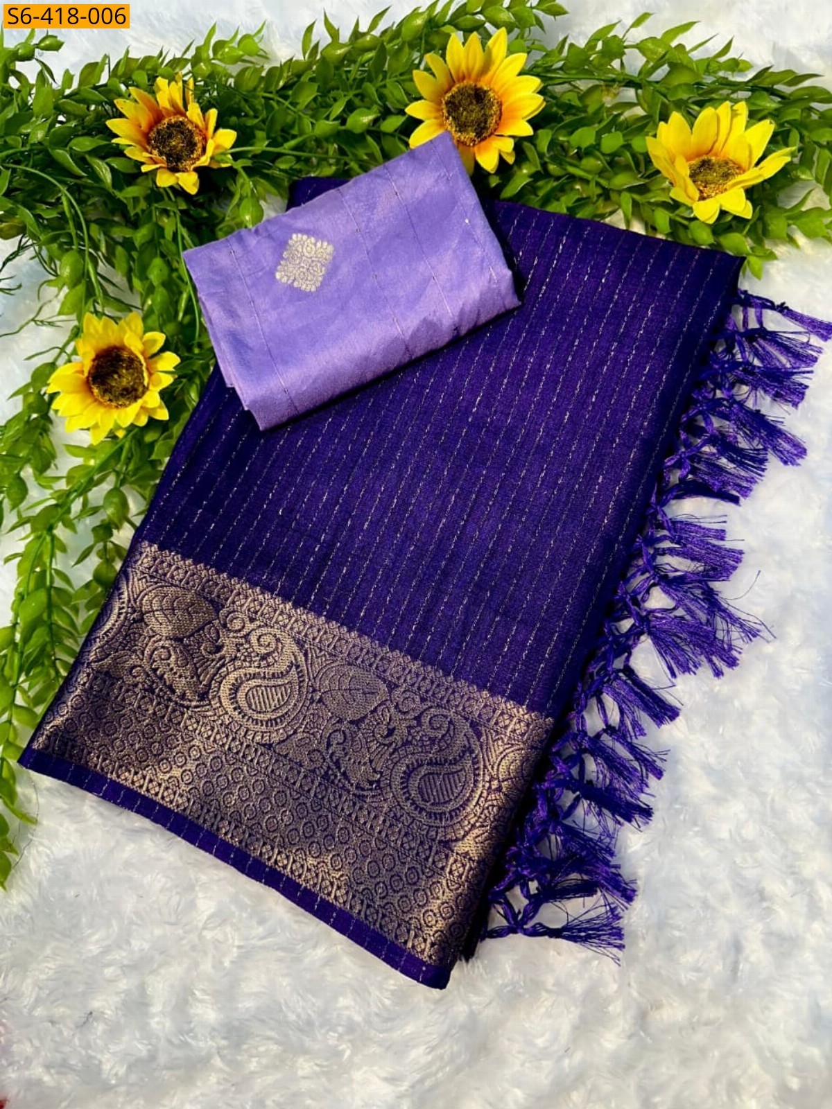 Purple Soft riko zari silk saree