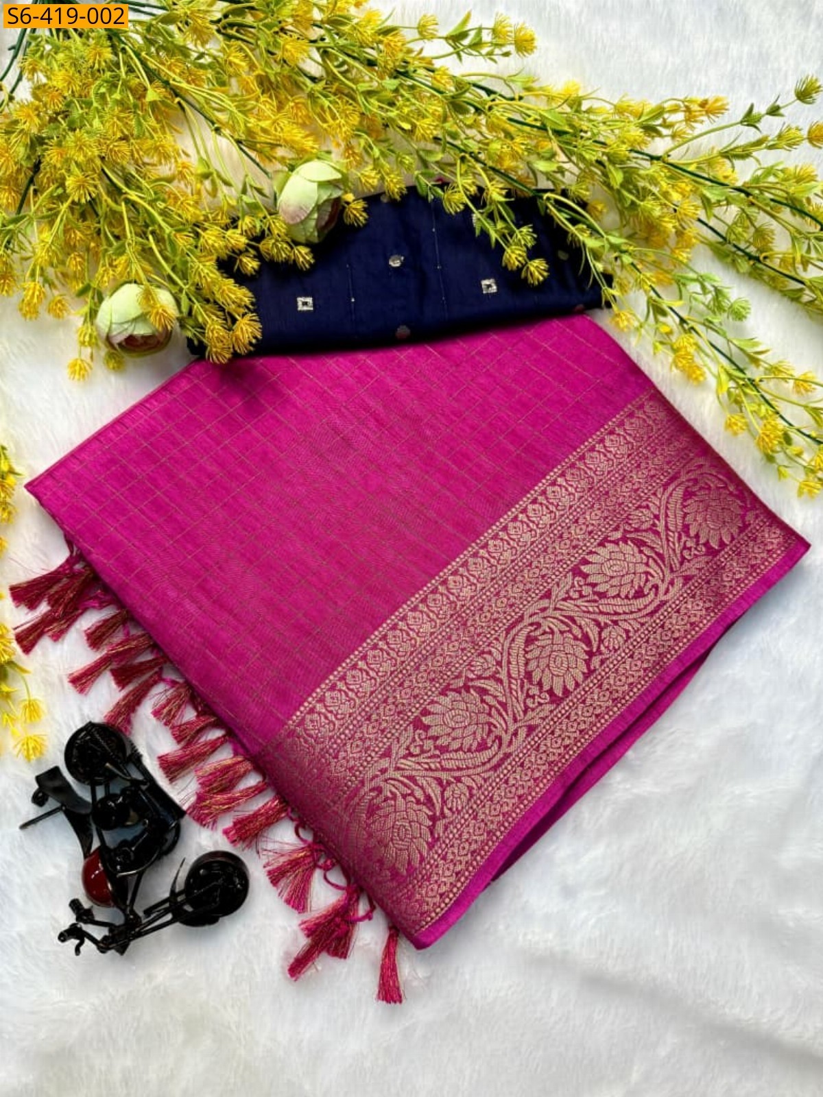 Pink Soft dola silk saree 