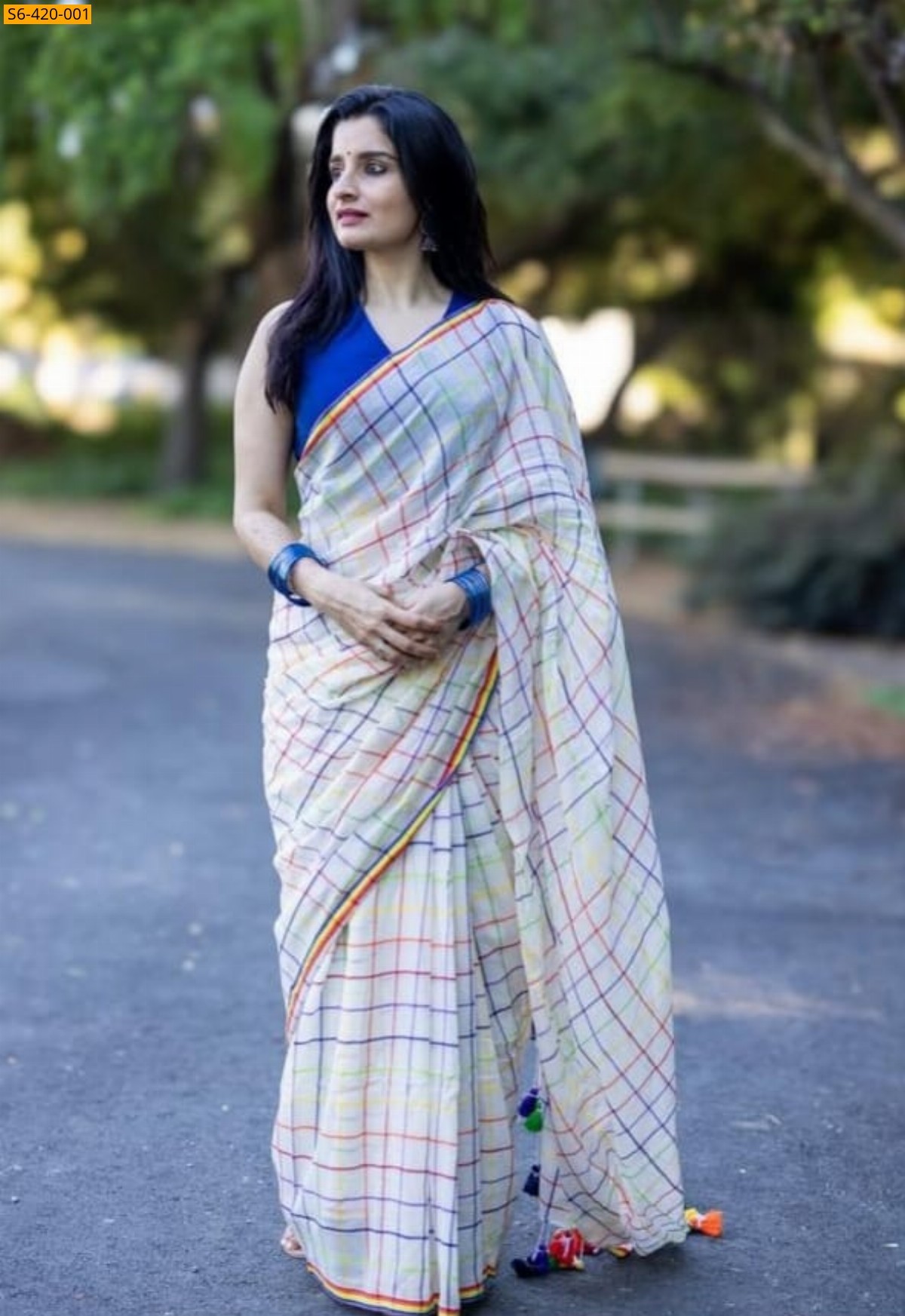White Soft linen saree