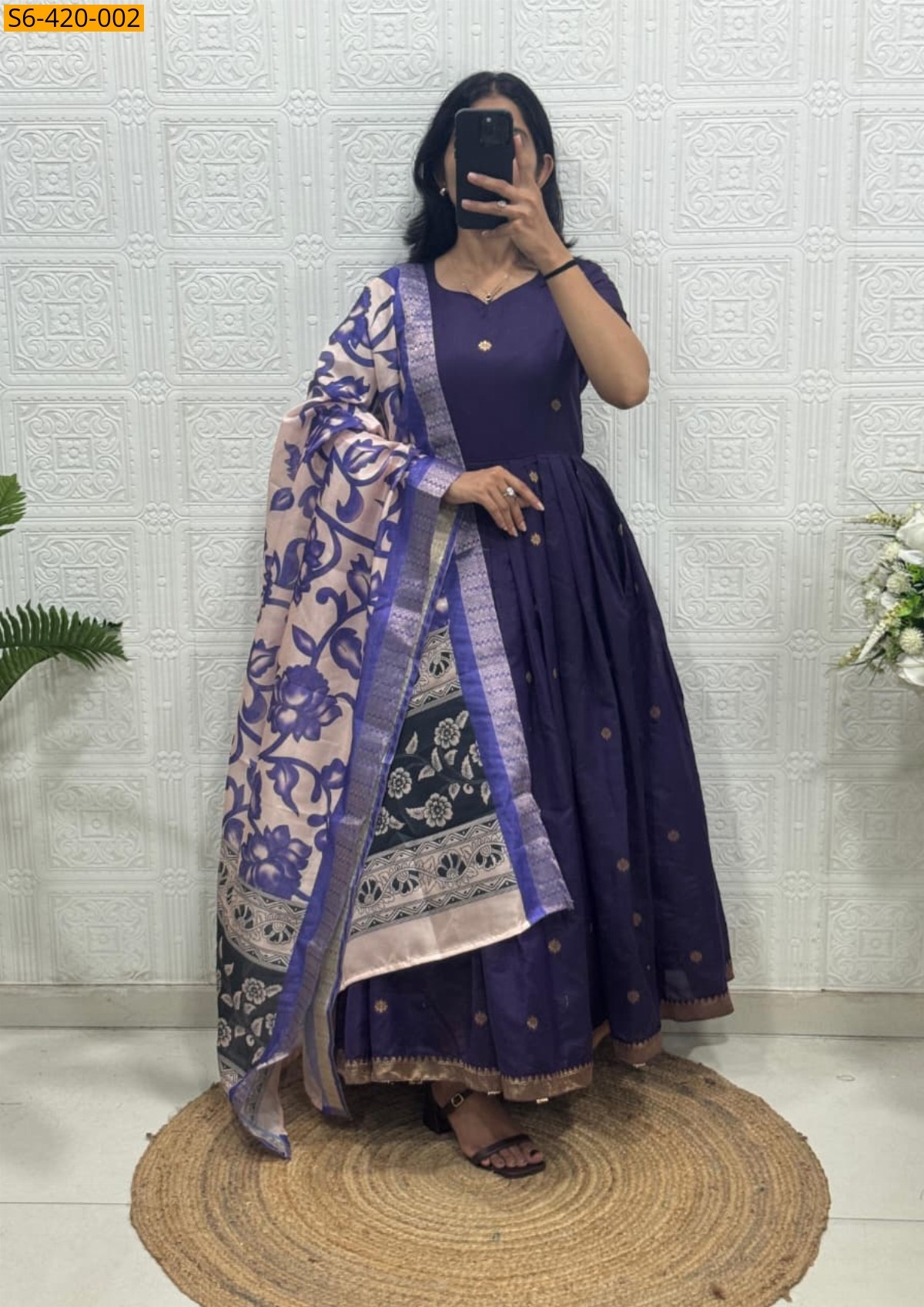 Violet Fancy Soft Silk Gown with Duppata