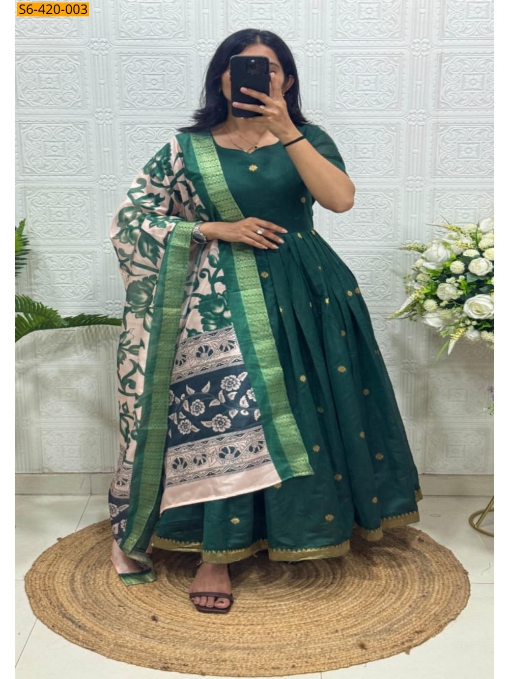 Fancy Soft Silk Gown with Duppata