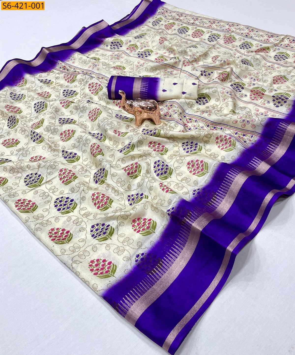 Half white Soft Viscose saree