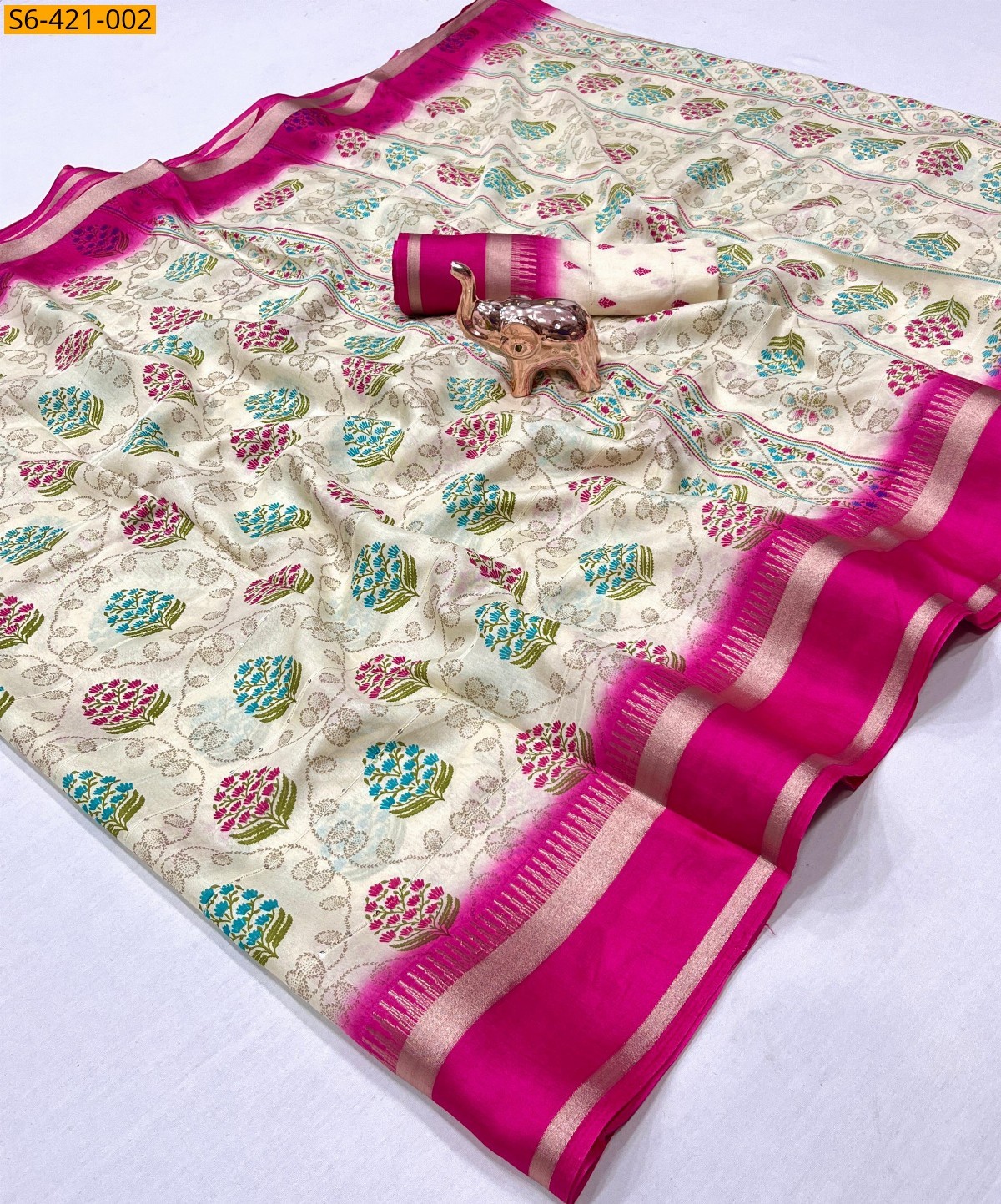 Half white Soft Viscose saree