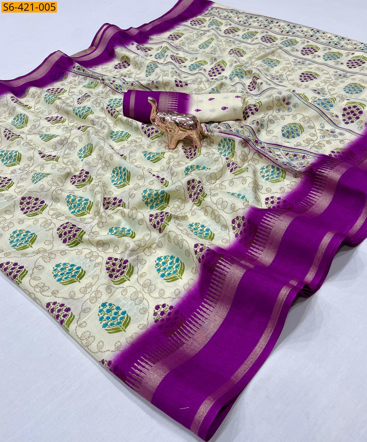 Half white Soft Viscose saree