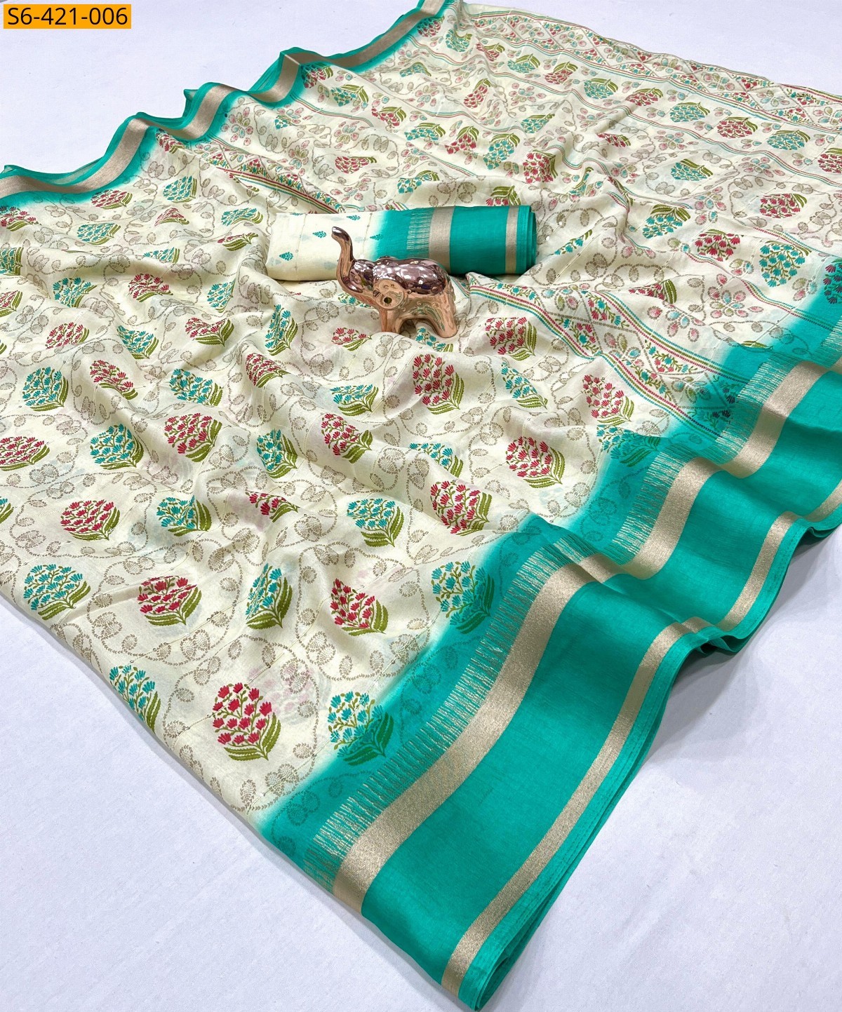 Half white Soft Viscose saree