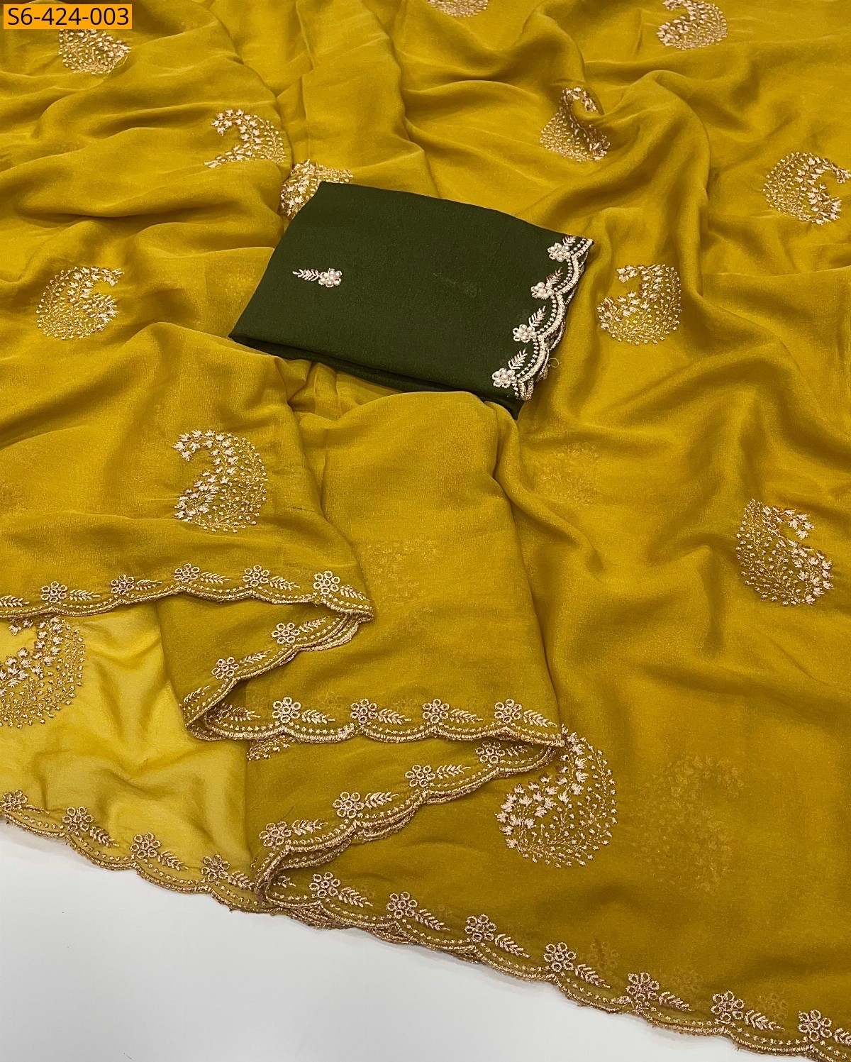 Mustard Fancy georgette saree