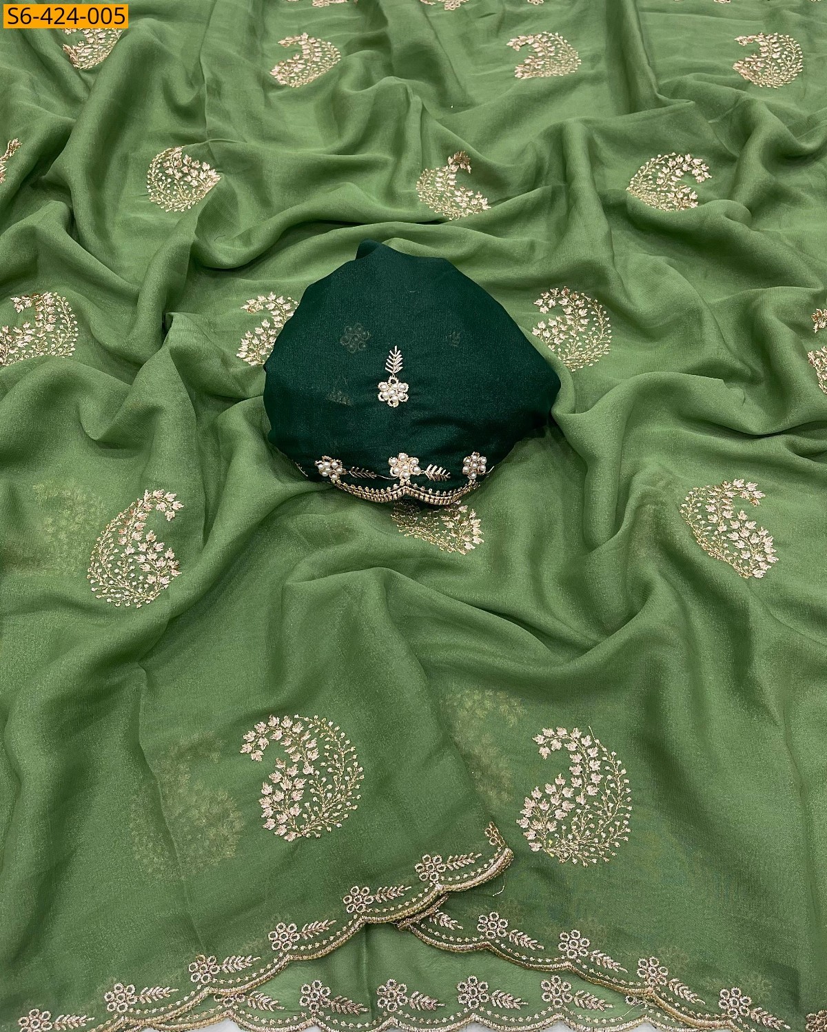 Green Fancy georgette saree