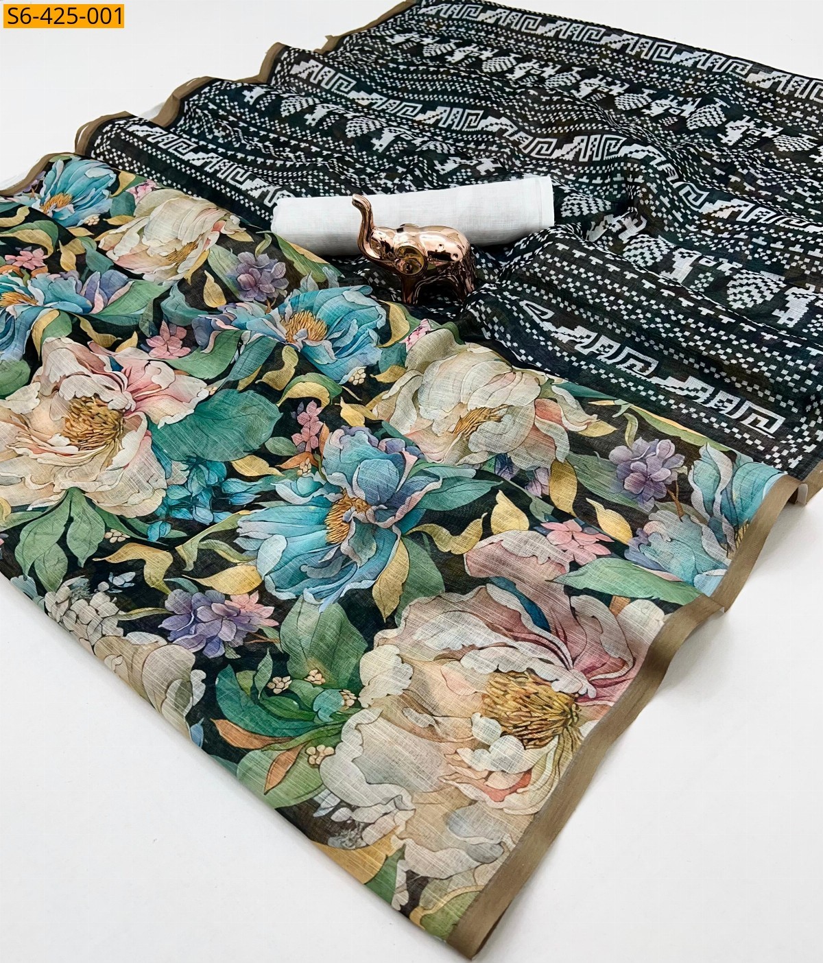 Multi colour Linen silk saree