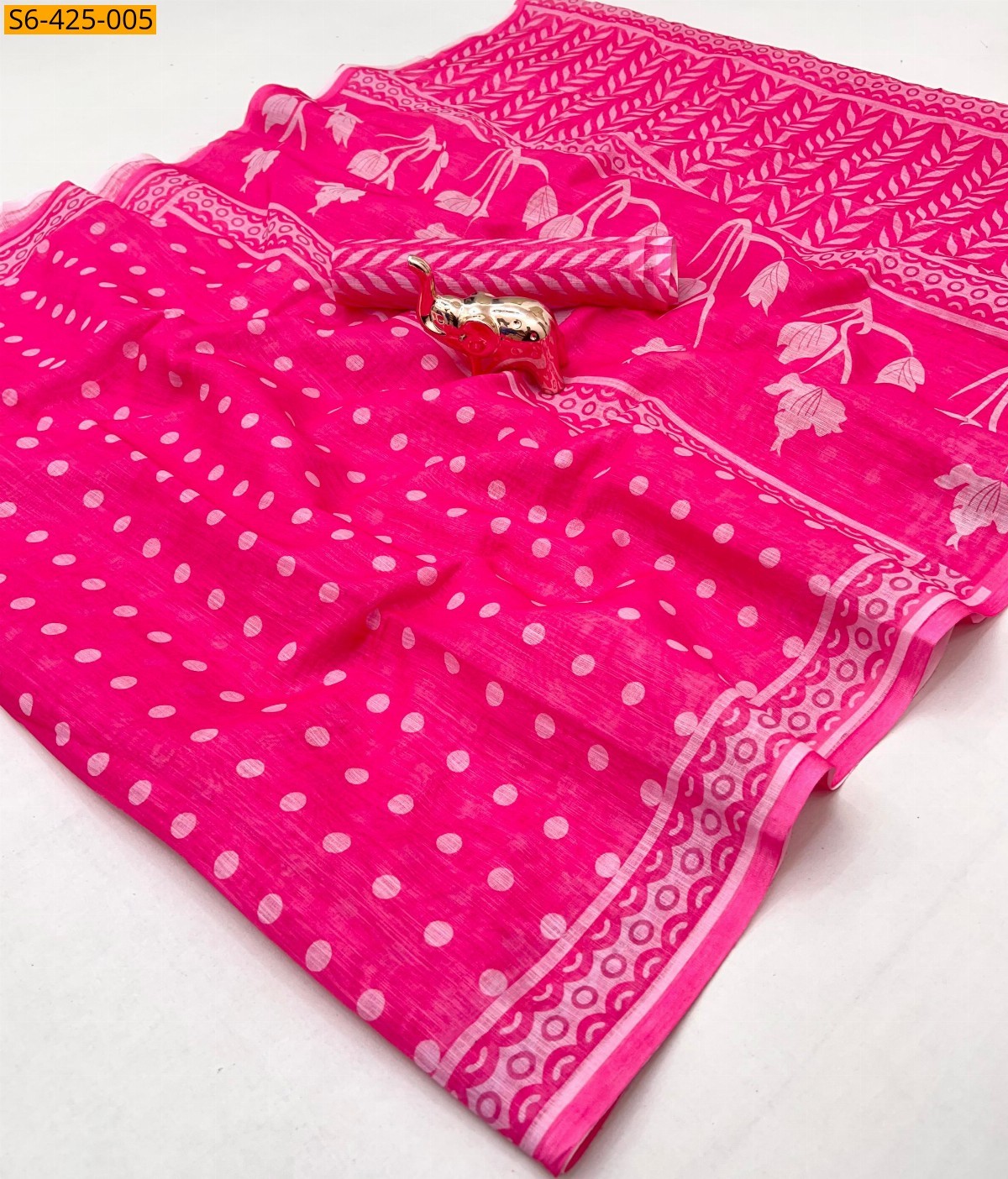 Pink Linen silk saree