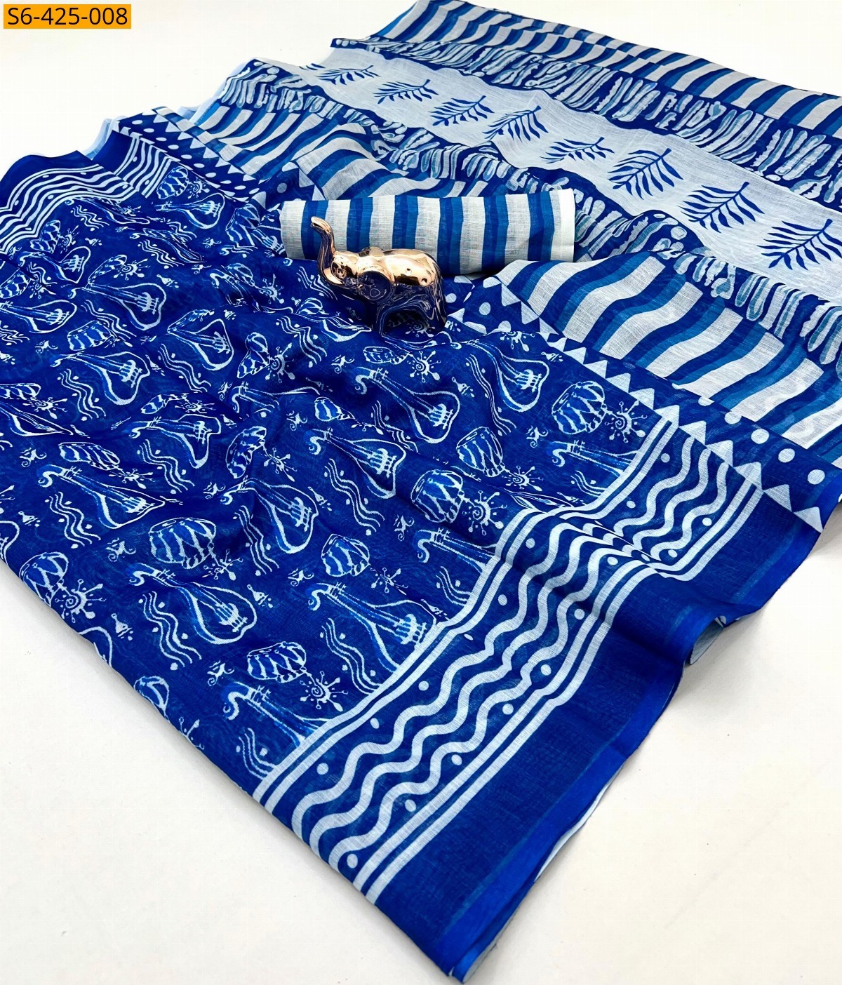 Blue Linen silk saree