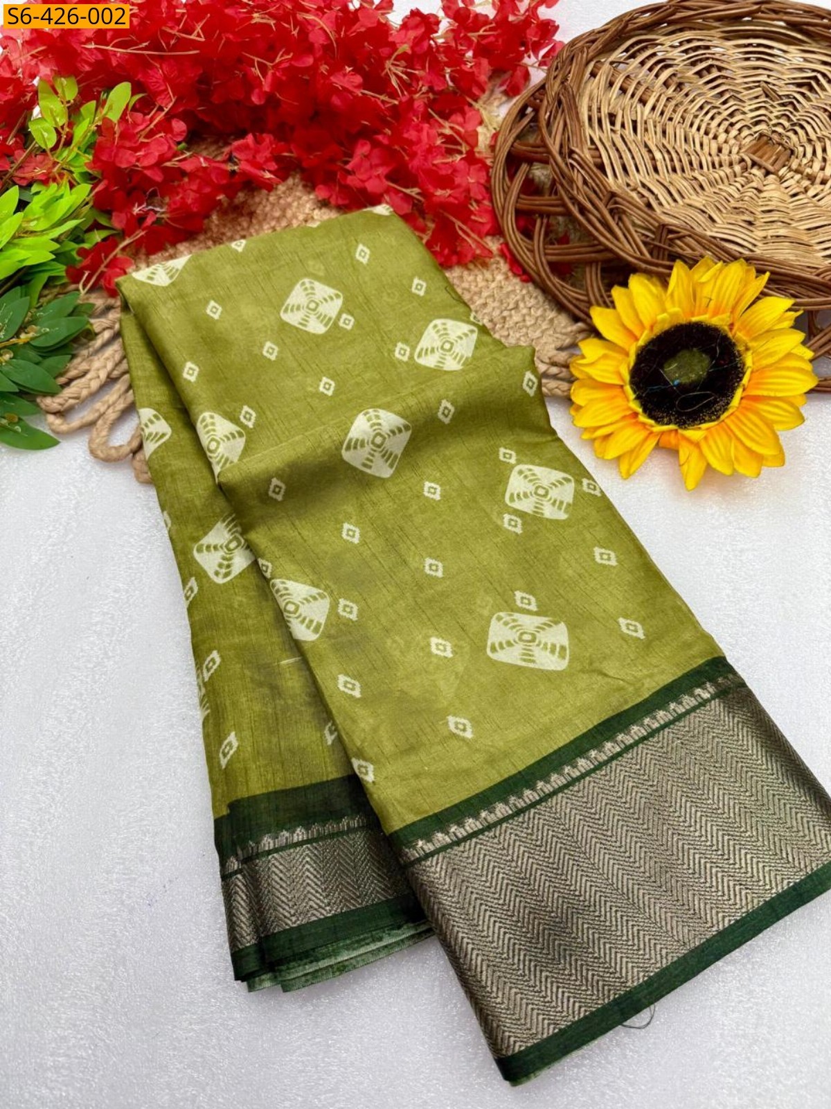 Green Fancy dola silk saree