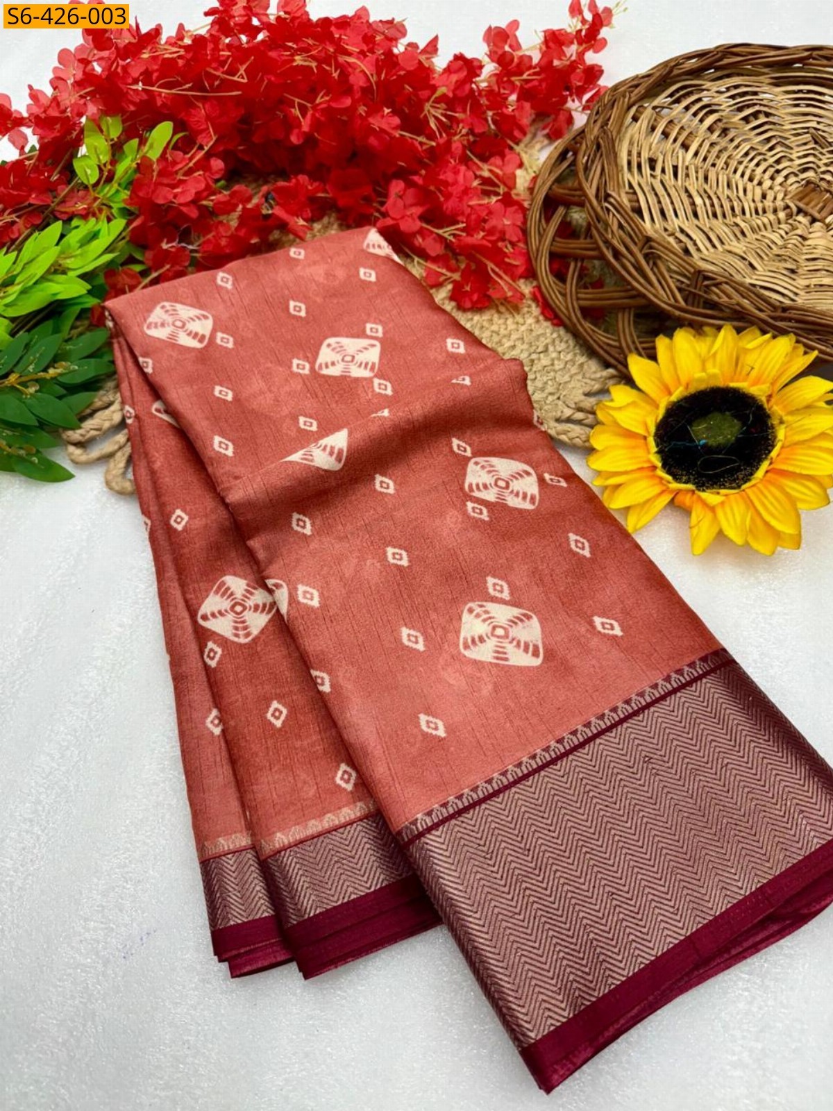 Orange Fancy dola silk saree