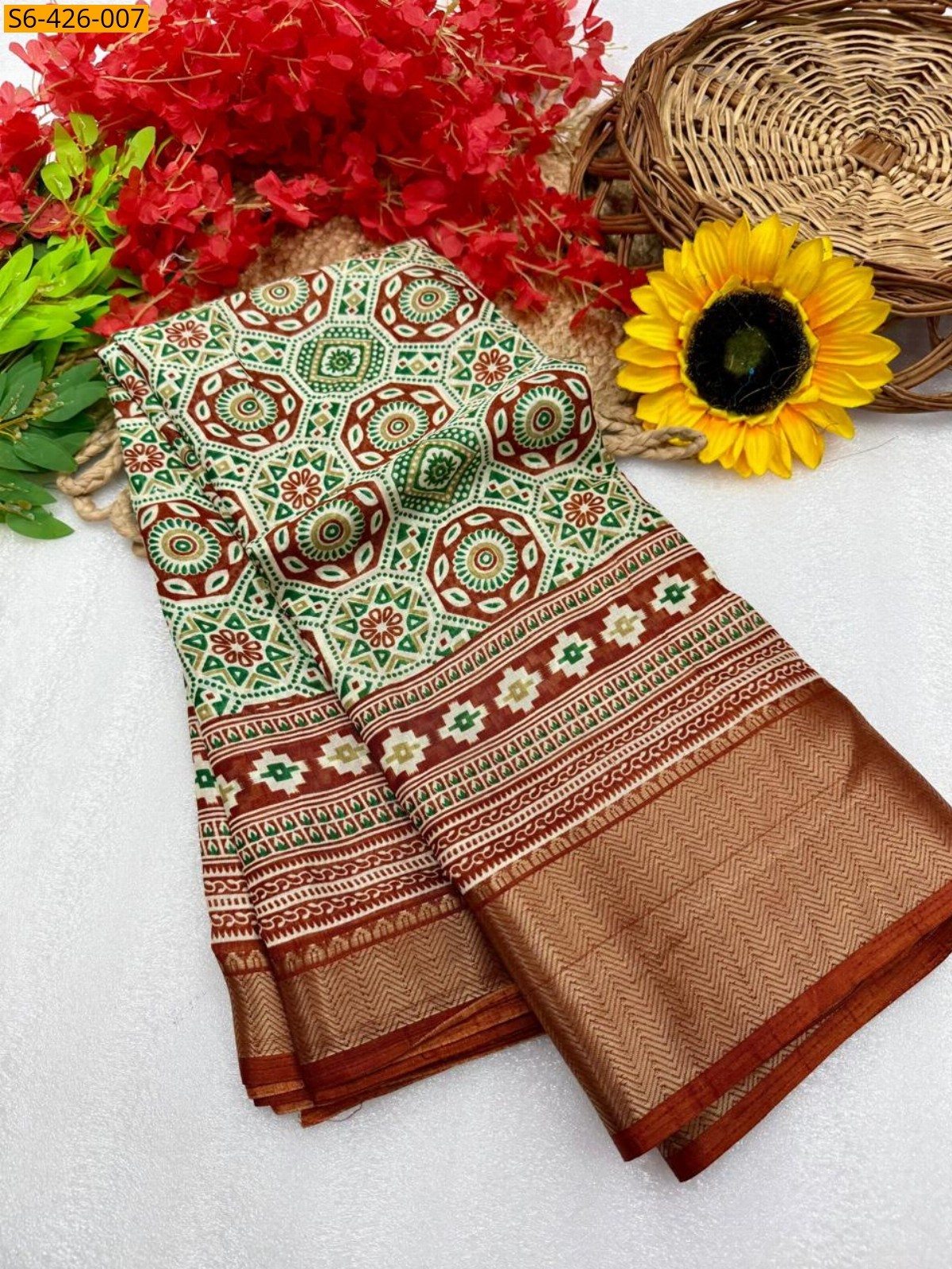 Green Fancy dola silk saree