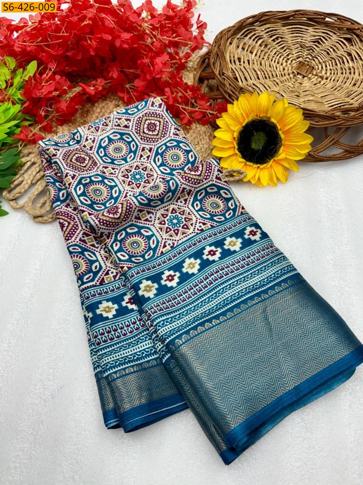 Blue Fancy dola silk saree