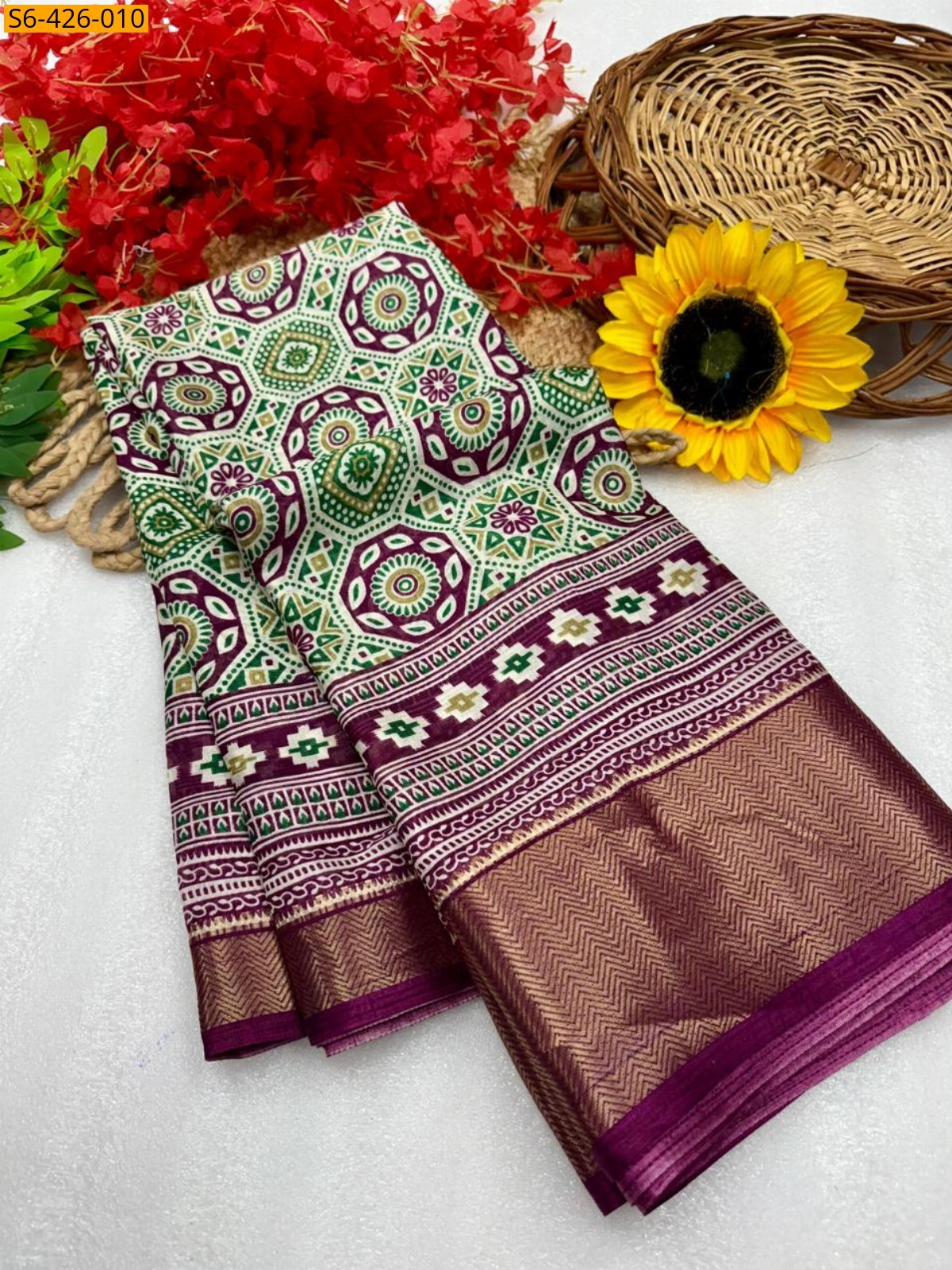 Green Fancy dola silk saree