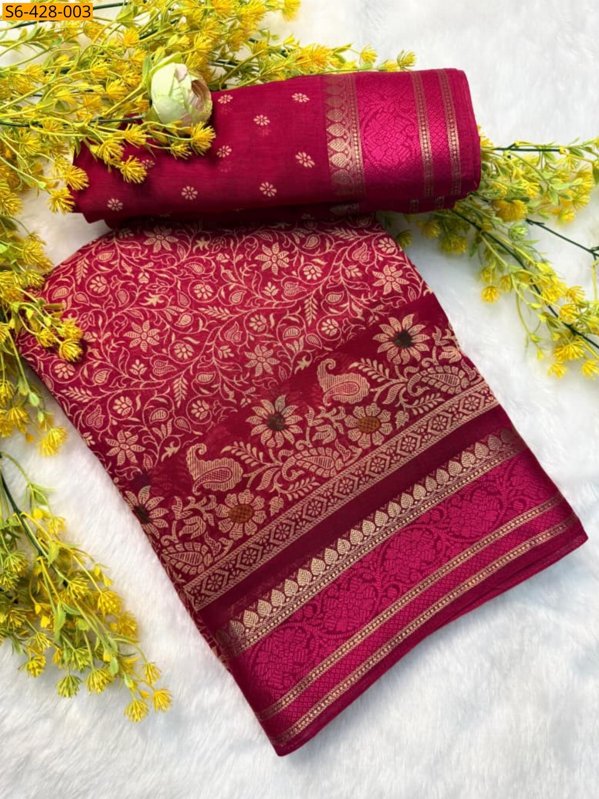 Pink Fancy cotton saree