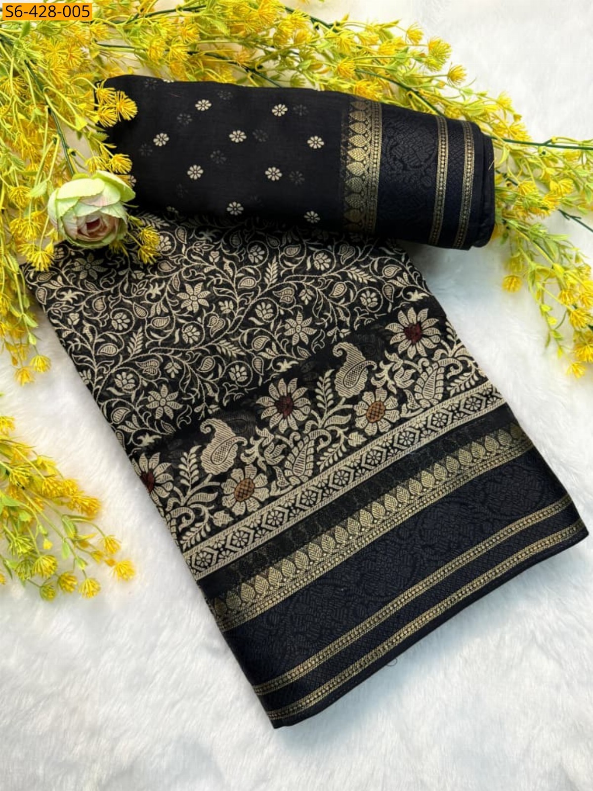 Black Fancy cotton saree
