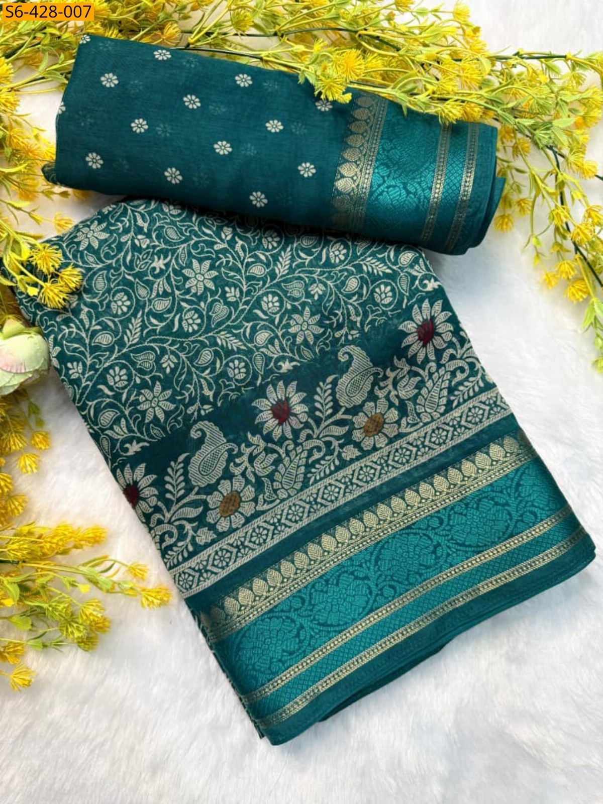 Blue Fancy cotton saree