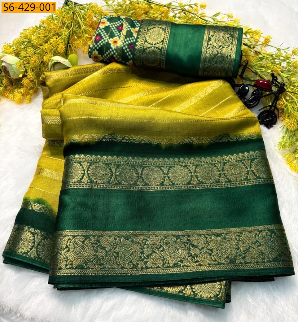 Green Fancy dola silk  saree
