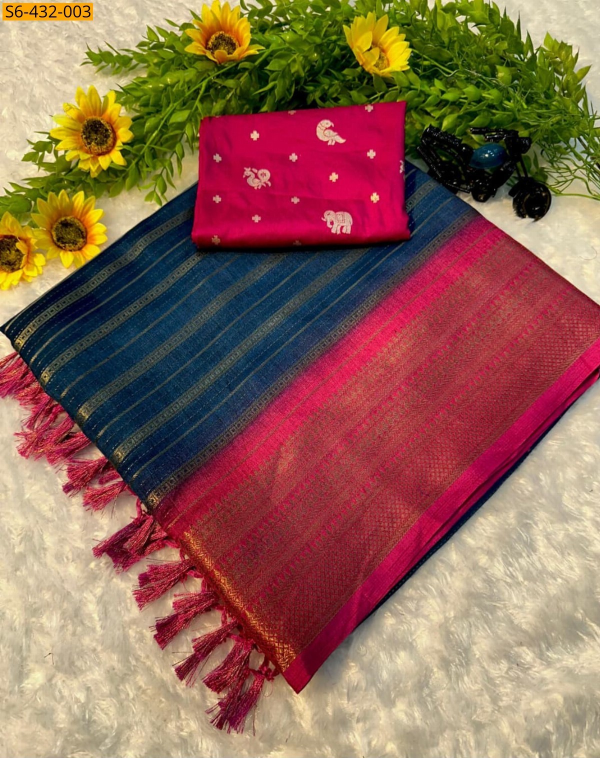 Bule  Fancy dola silk saree