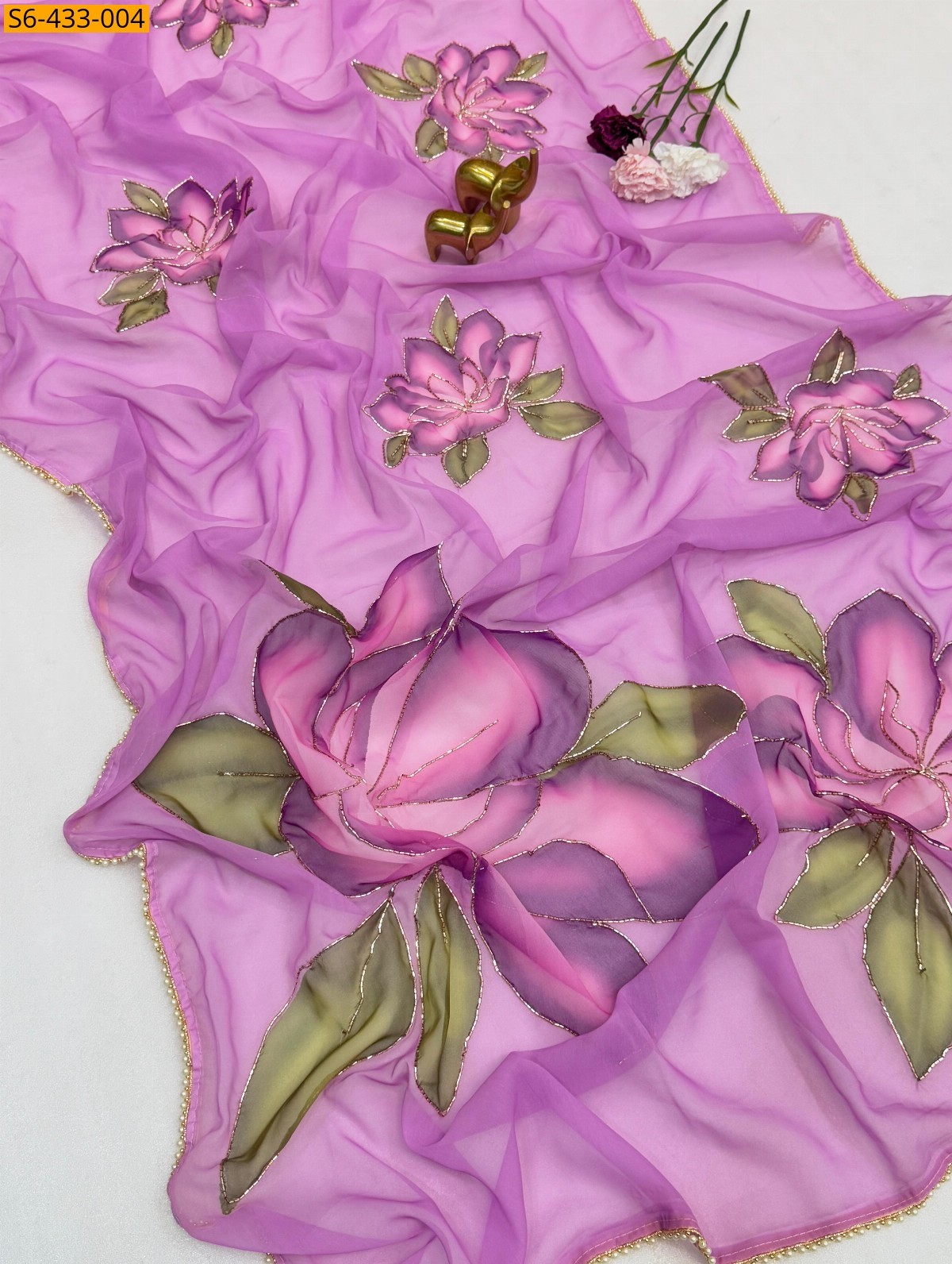 Purple Fancy chiffon printed  saree