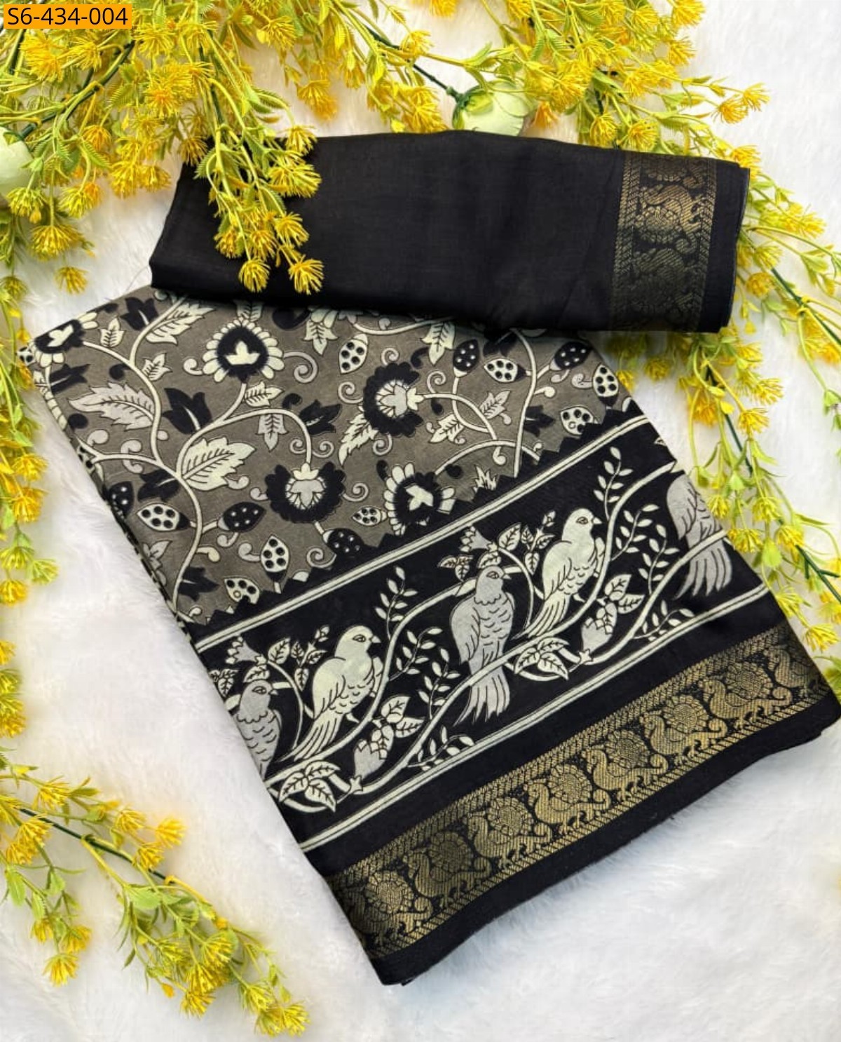 Black Fancy soft cotton silk sarees 
