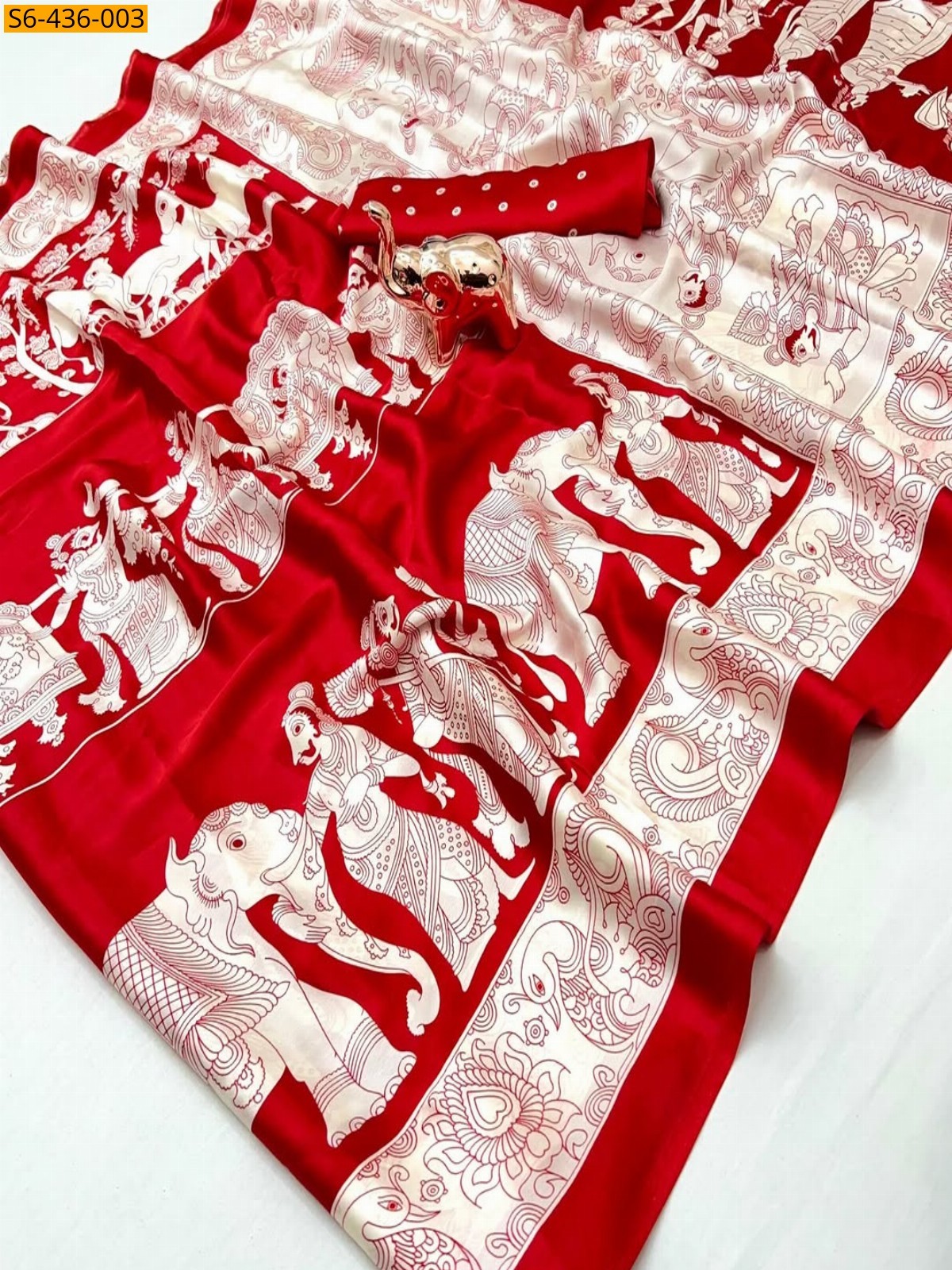 Red Fancy gajji silk saree