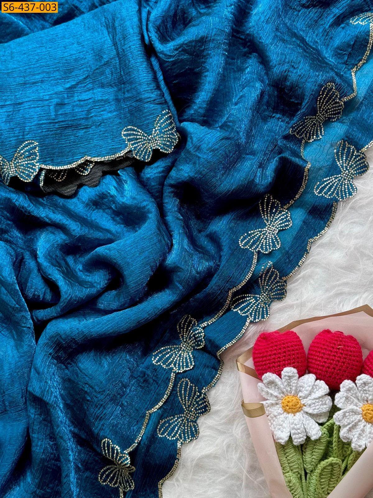 Blue Fancy fendy chiffon  sarees