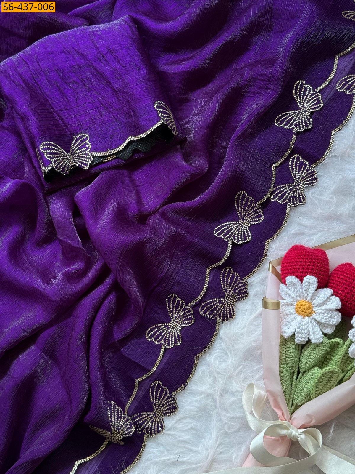Violet Fancy fendy chiffon  sarees