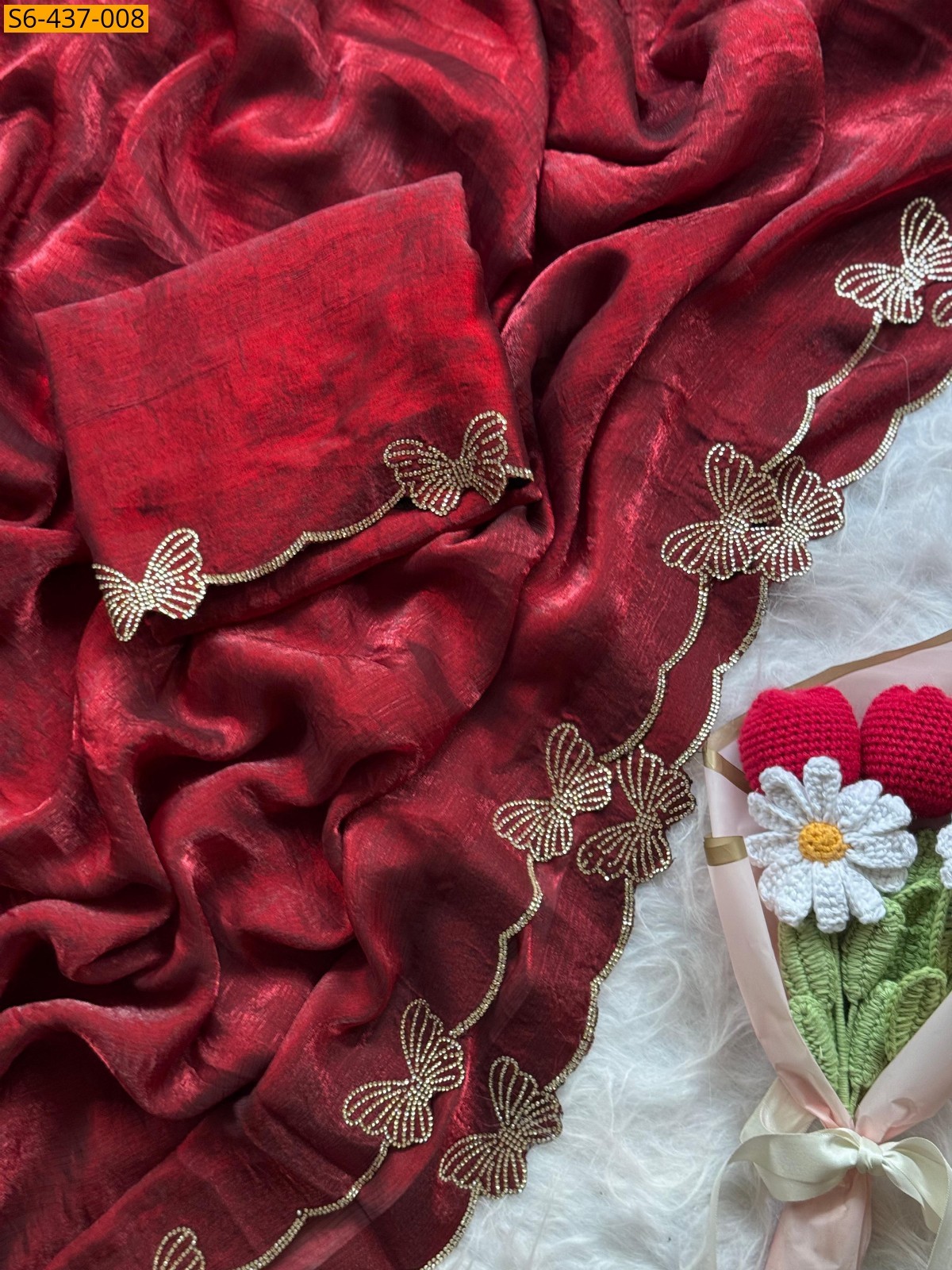 Brown Fancy fendy chiffon  sarees