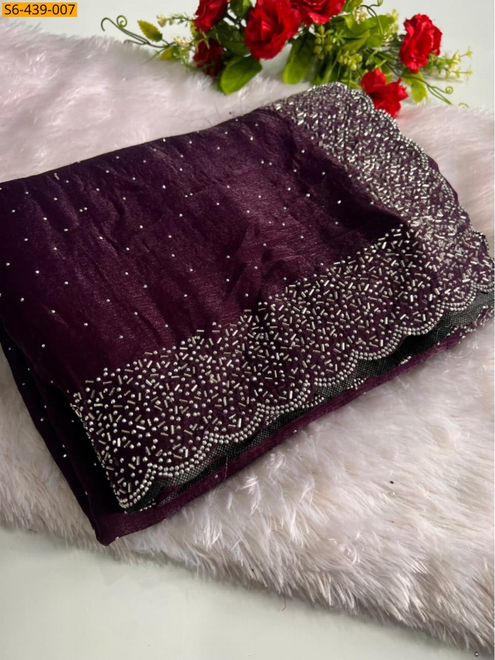 Fancy fendy chiffon swaroski work sarees