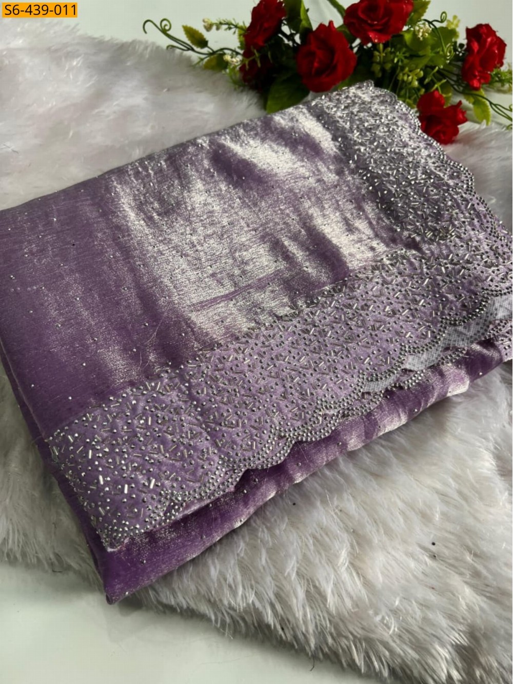 Fancy fendy chiffon swaroski work sarees