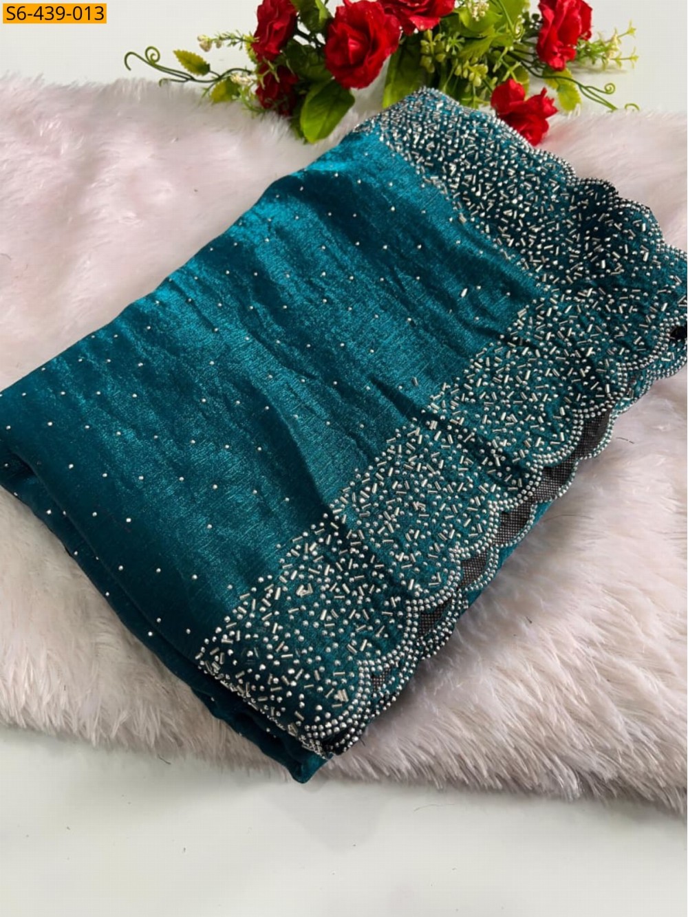 Fancy fendy chiffon swaroski work sarees