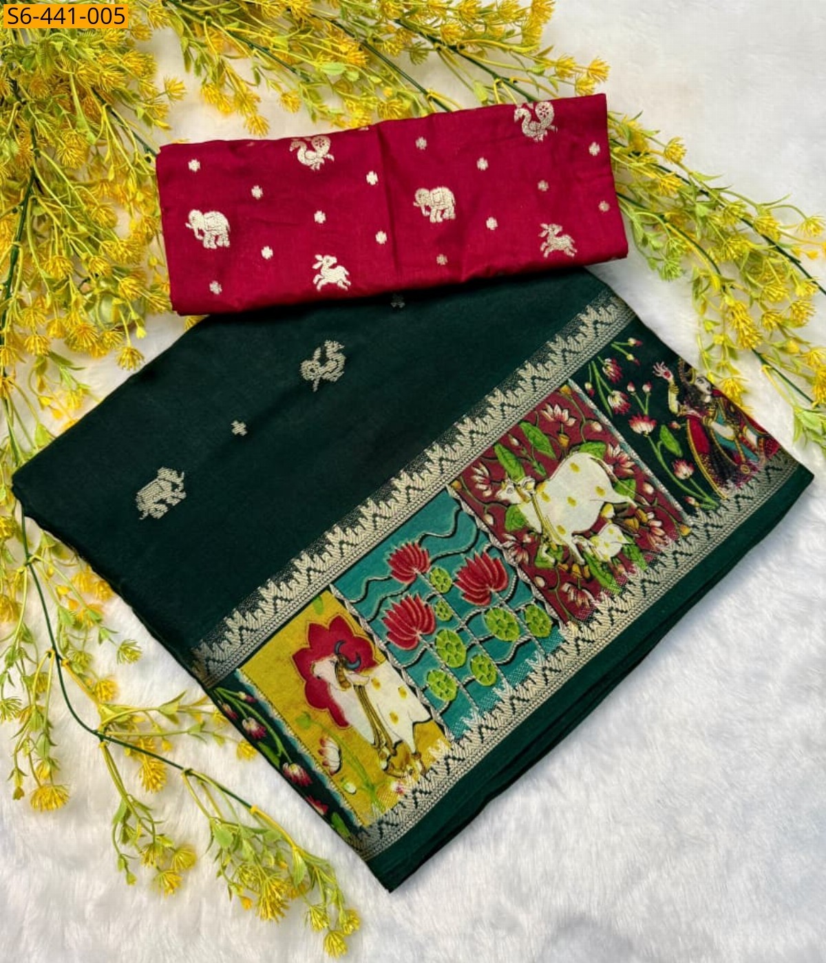Green Fancy mangalagiri silk saree
