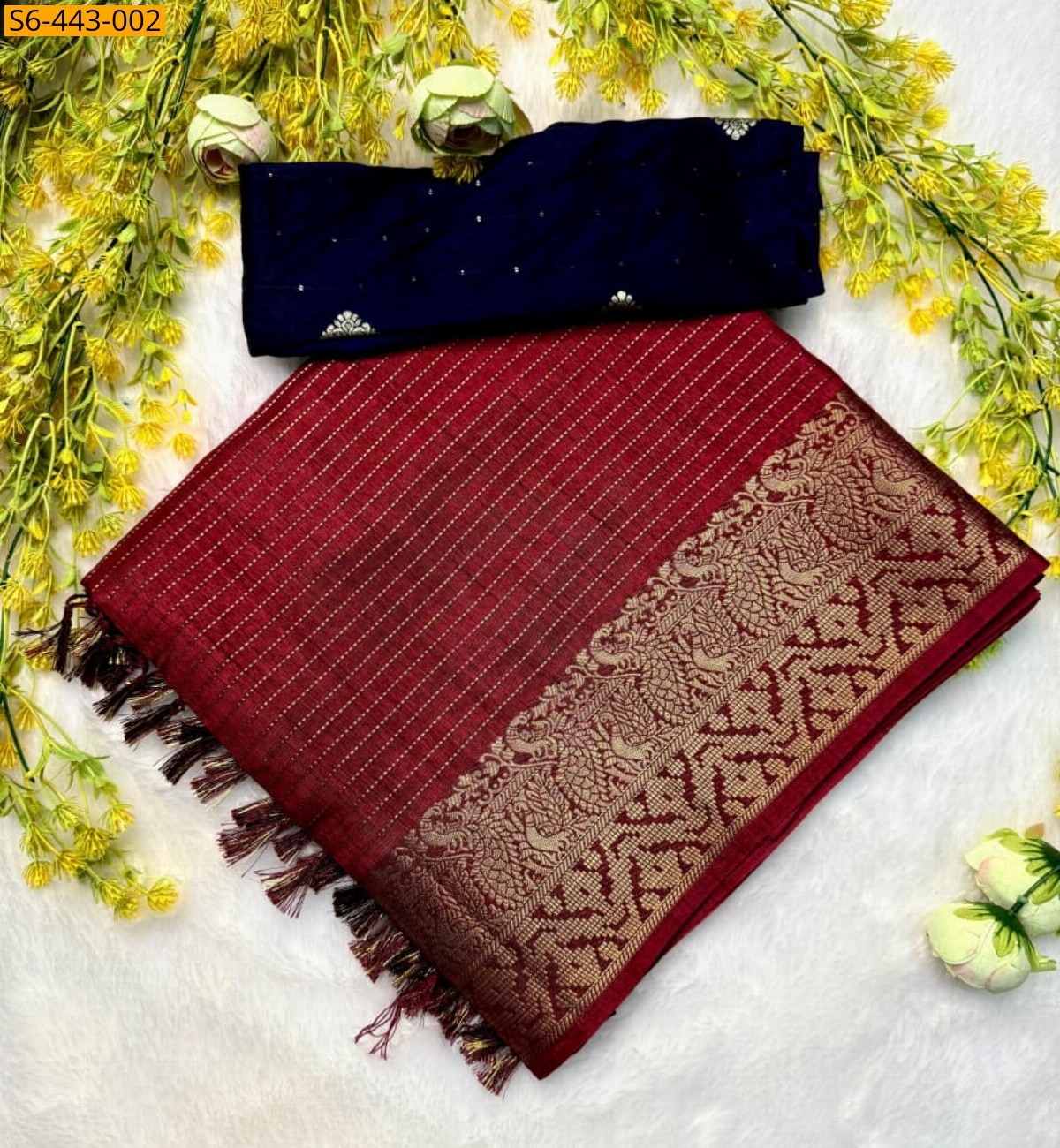 Maroon Fancy dola silk  saree