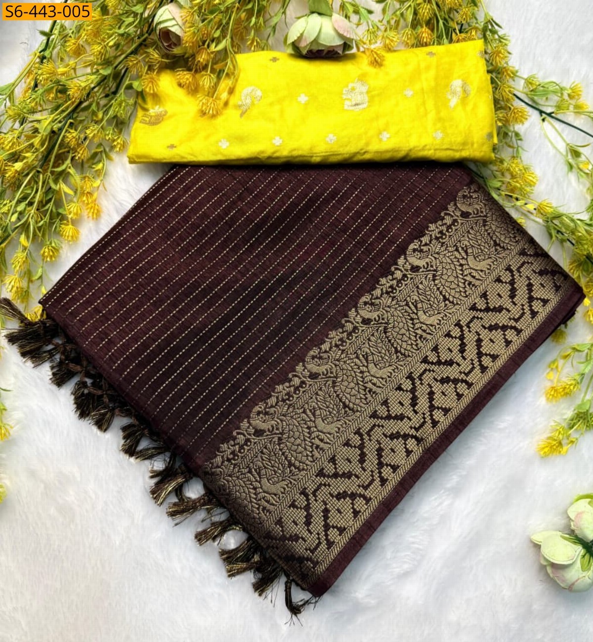 Brown Fancy dola silk  saree