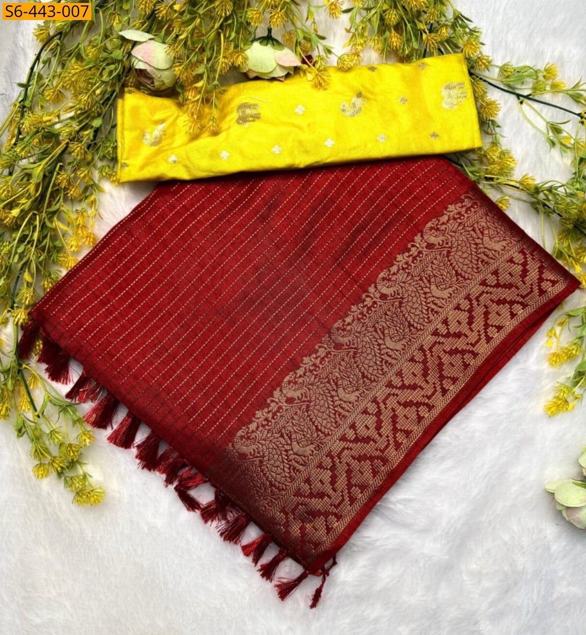 Red Fancy dola silk  saree