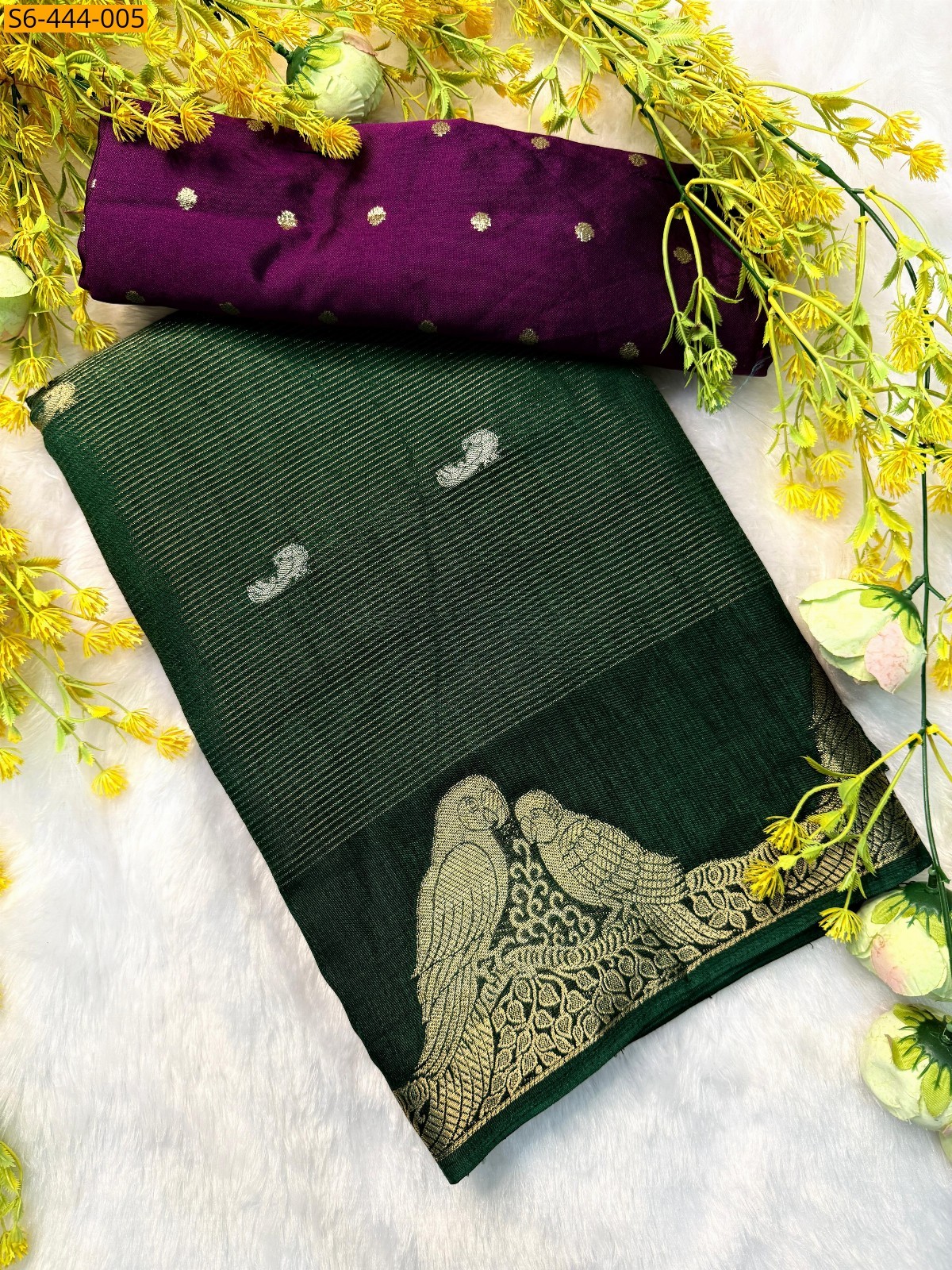 Green Fancy dola silk  saree