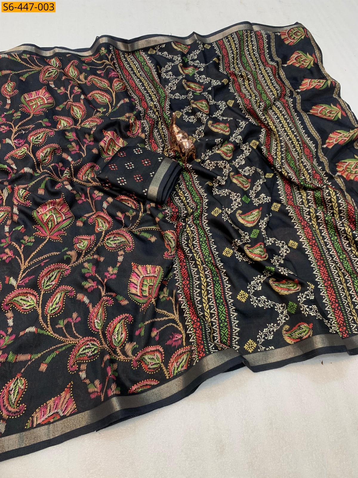 Brown Fancy Mulmul sarees