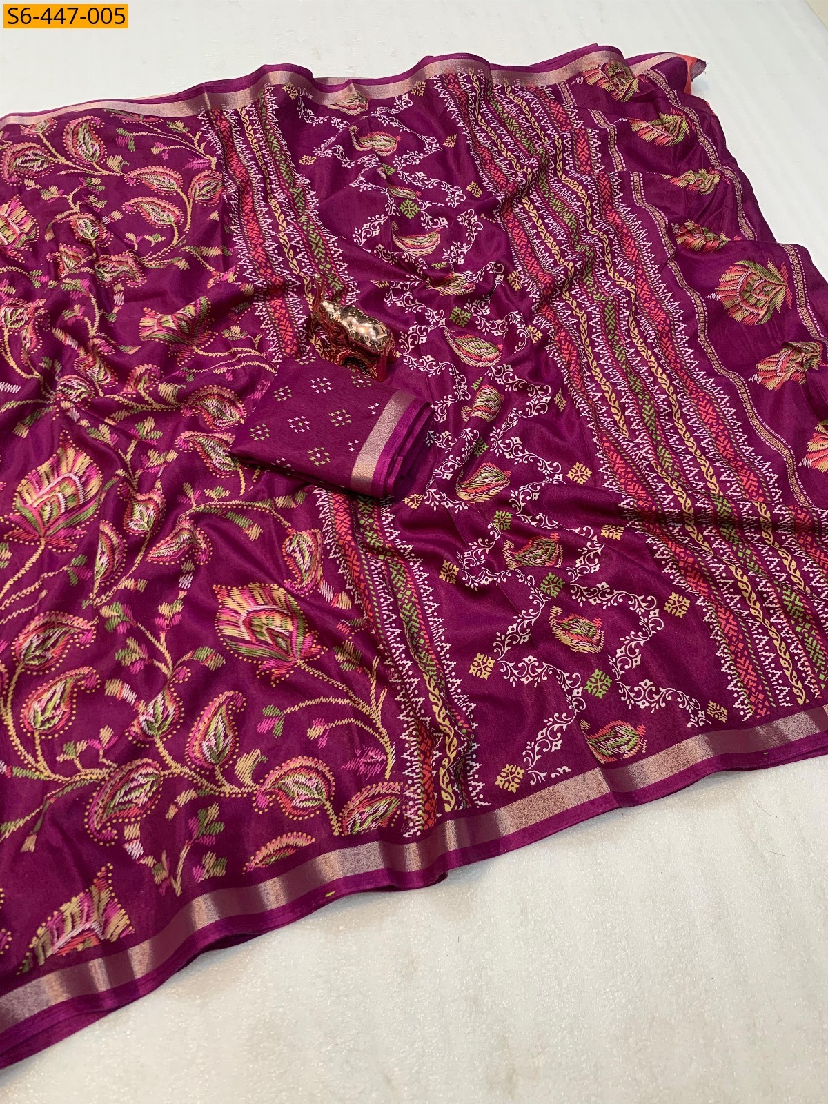 Magenta Fancy Mulmul sarees
