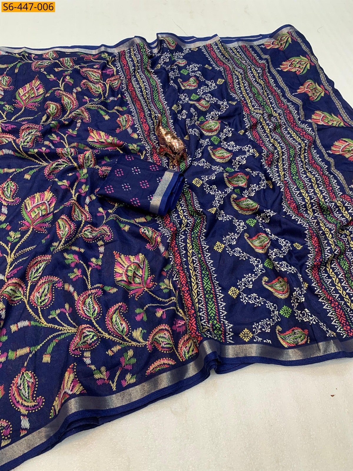 Navy Fancy Mulmul sarees