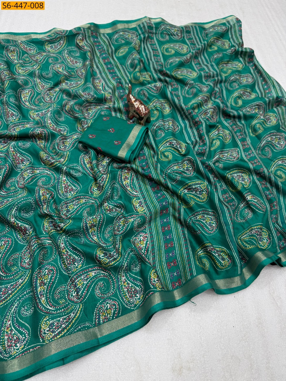 Green Fancy Mulmul sarees