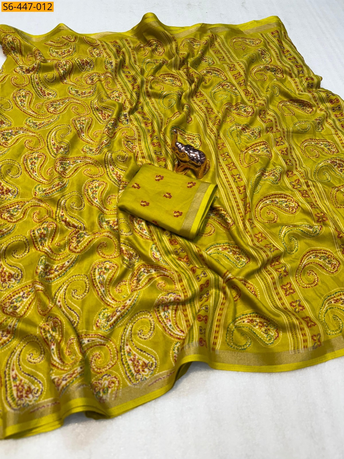Light Gold Fancy Mulmul sarees