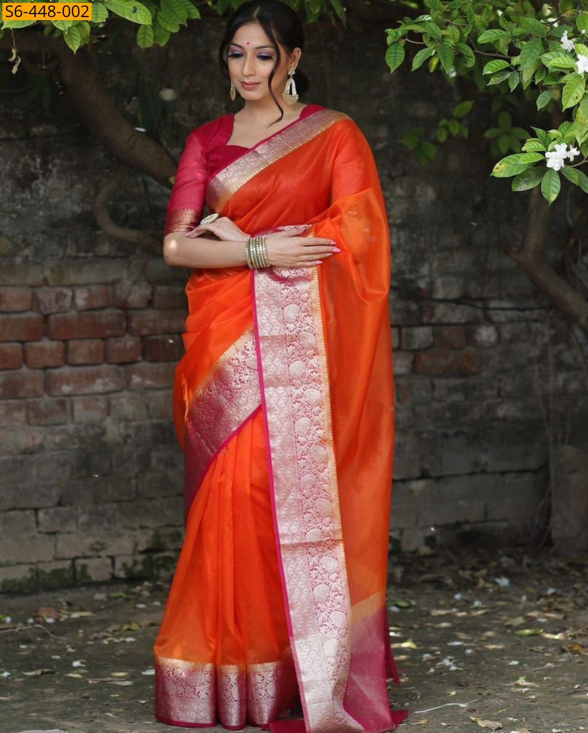 Orange Organza sarees