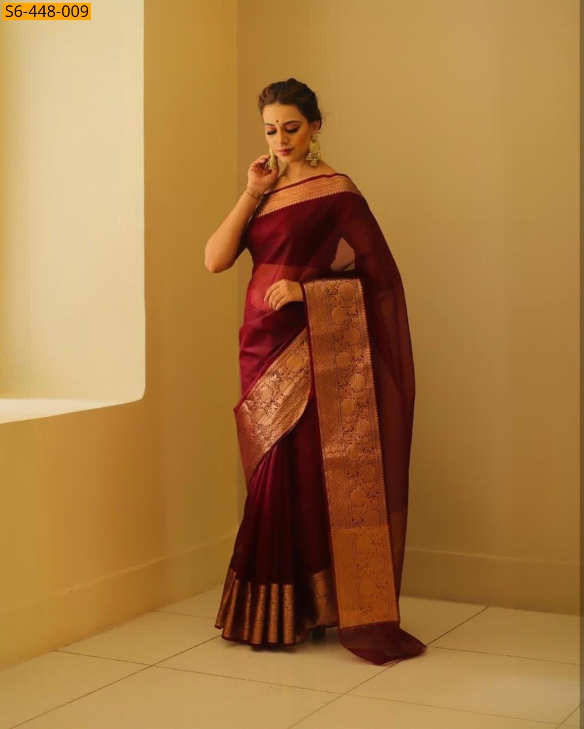 Maroon Organza sarees