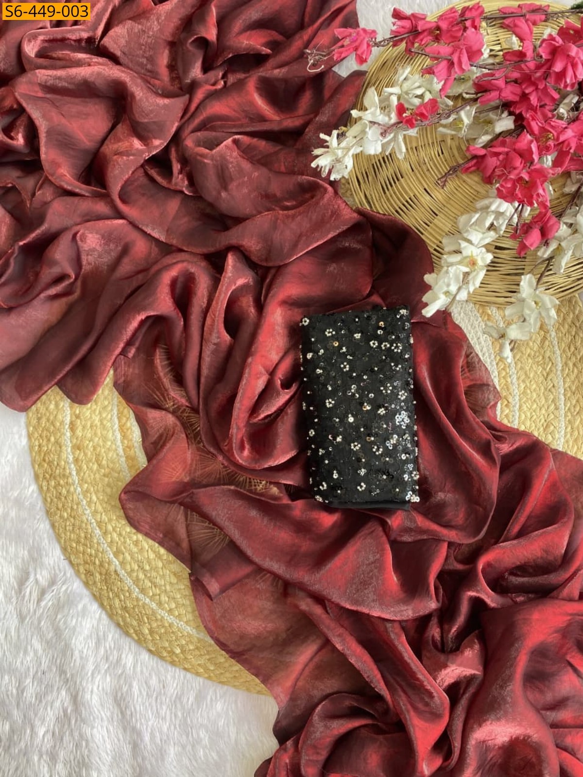 Maroon Soft space silk sarees 