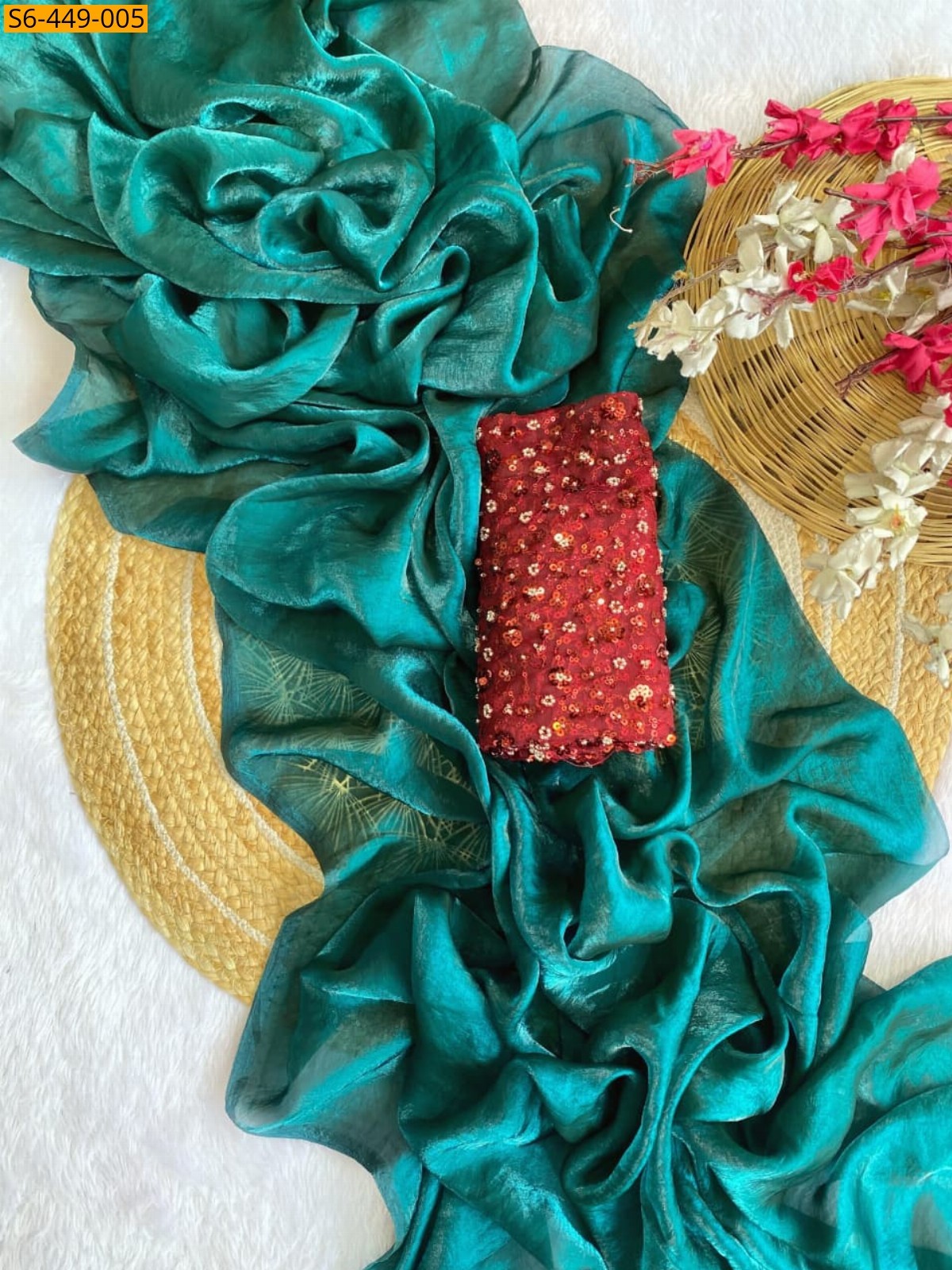 Green Soft space silk sarees 