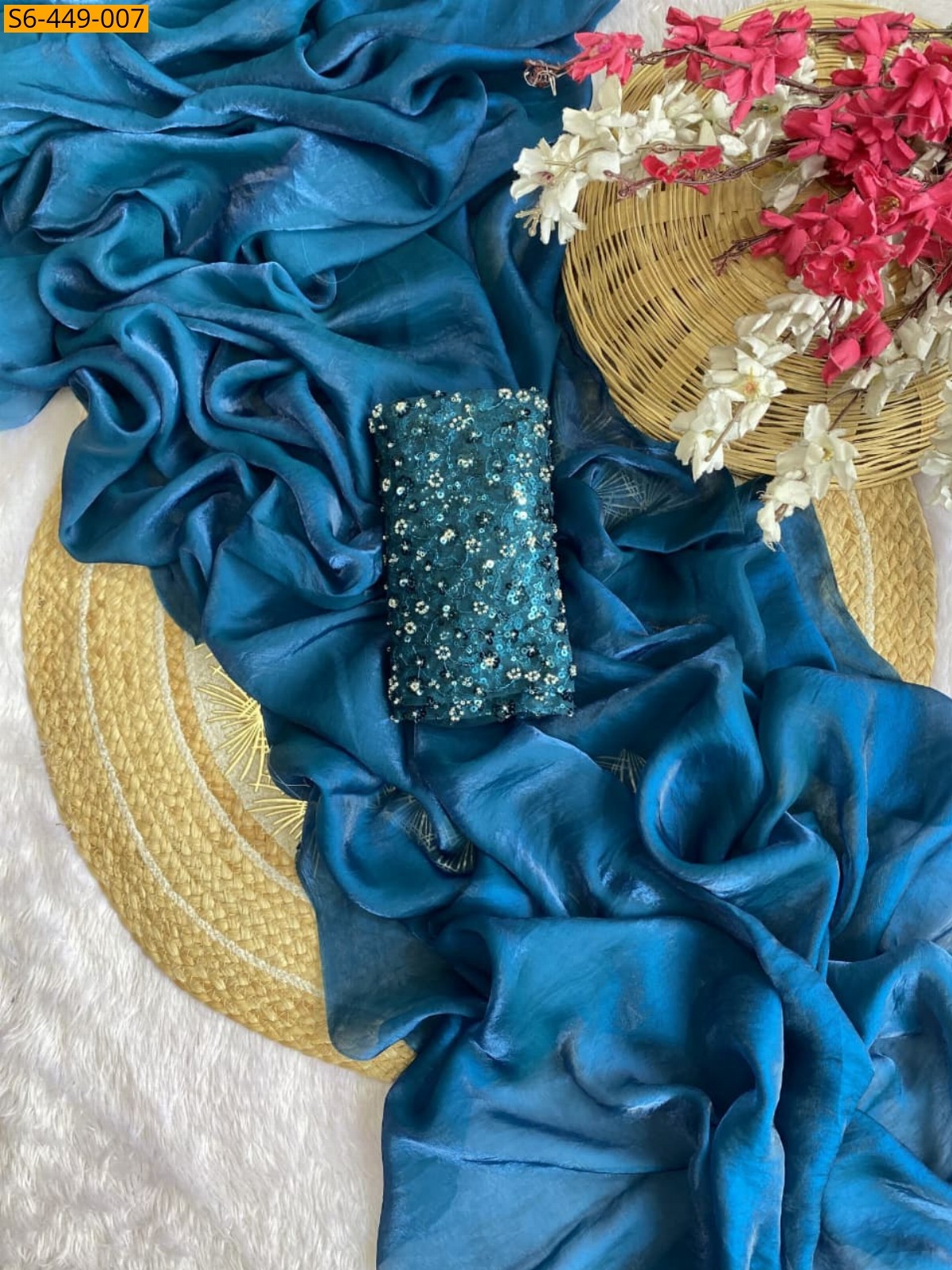 Royal blue Soft space silk sarees 