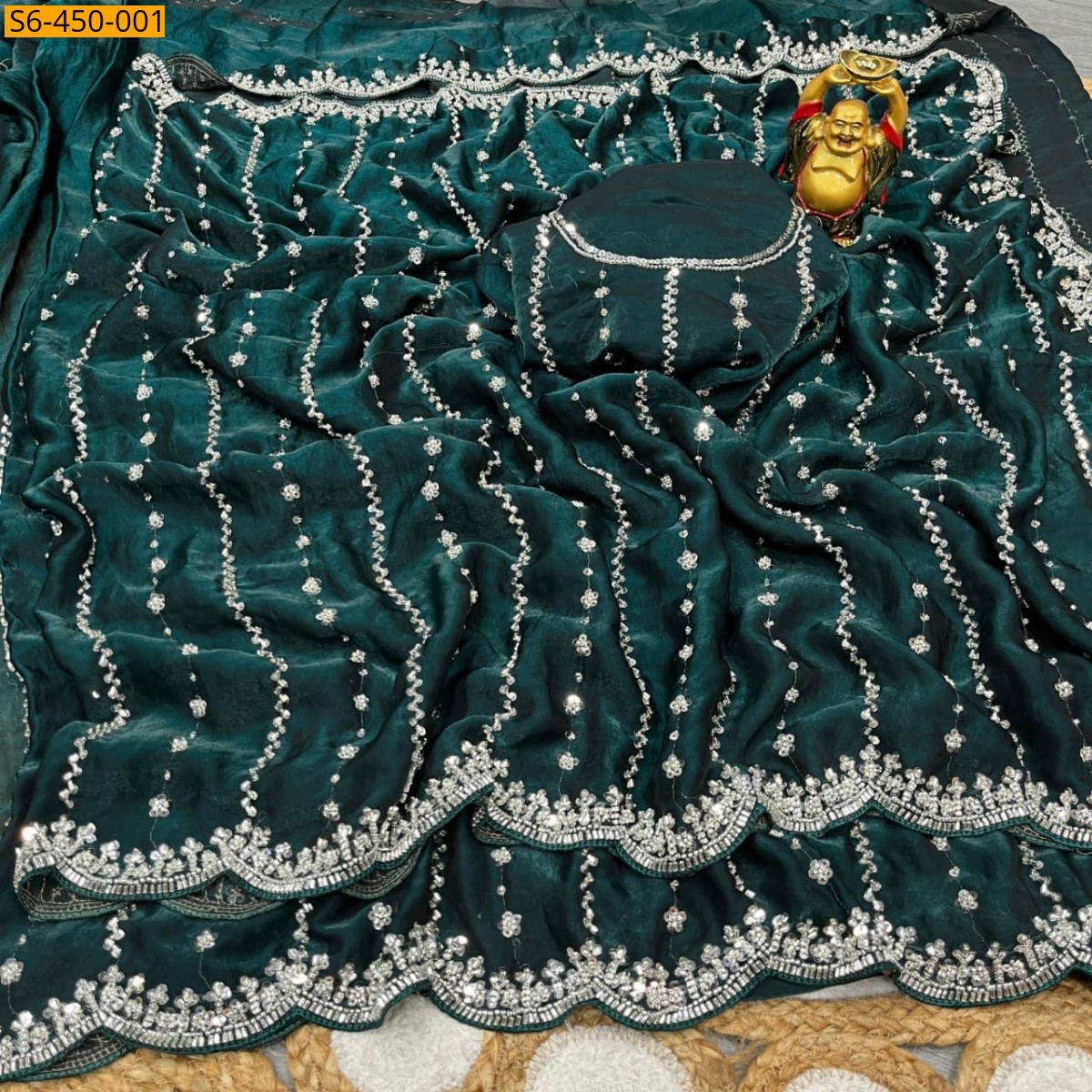 Morpitch Space silk embroidery sarees